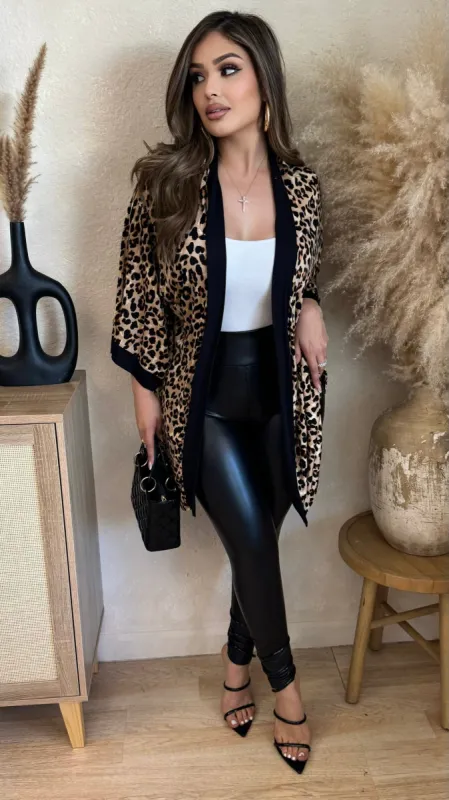 Walk On The Wild Cardigan (Black/Brown) sold by Lavish Couture Fashion