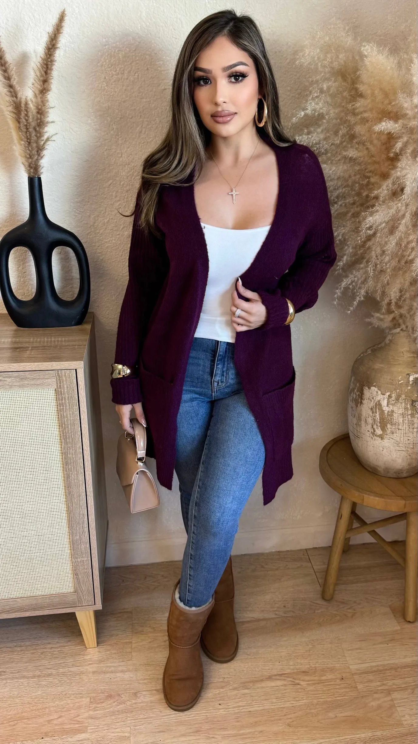 Comfort Zone Cardigan (Burgundy) sold by Lavish Couture Fashion
