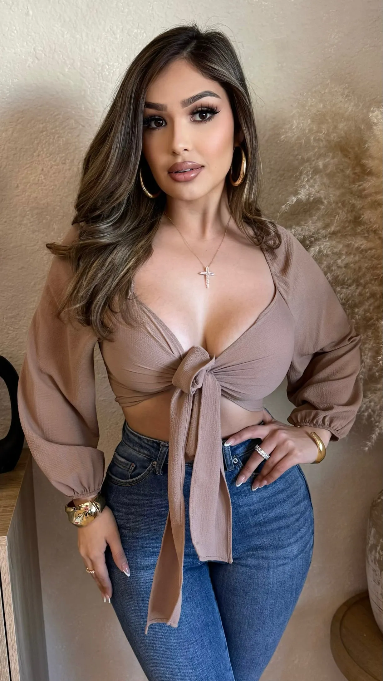 She's Golden Crop Top (Taupe) sold by Lavish Couture Fashion