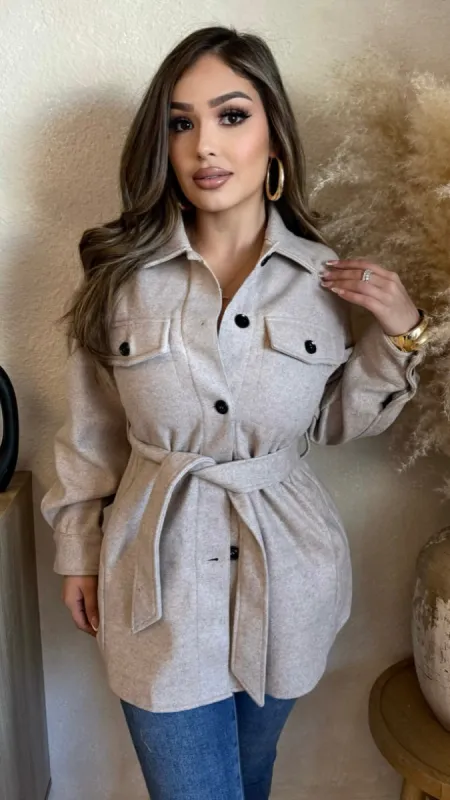 Wrap Jacket (Oatmeal) sold by Lavish Couture Fashion