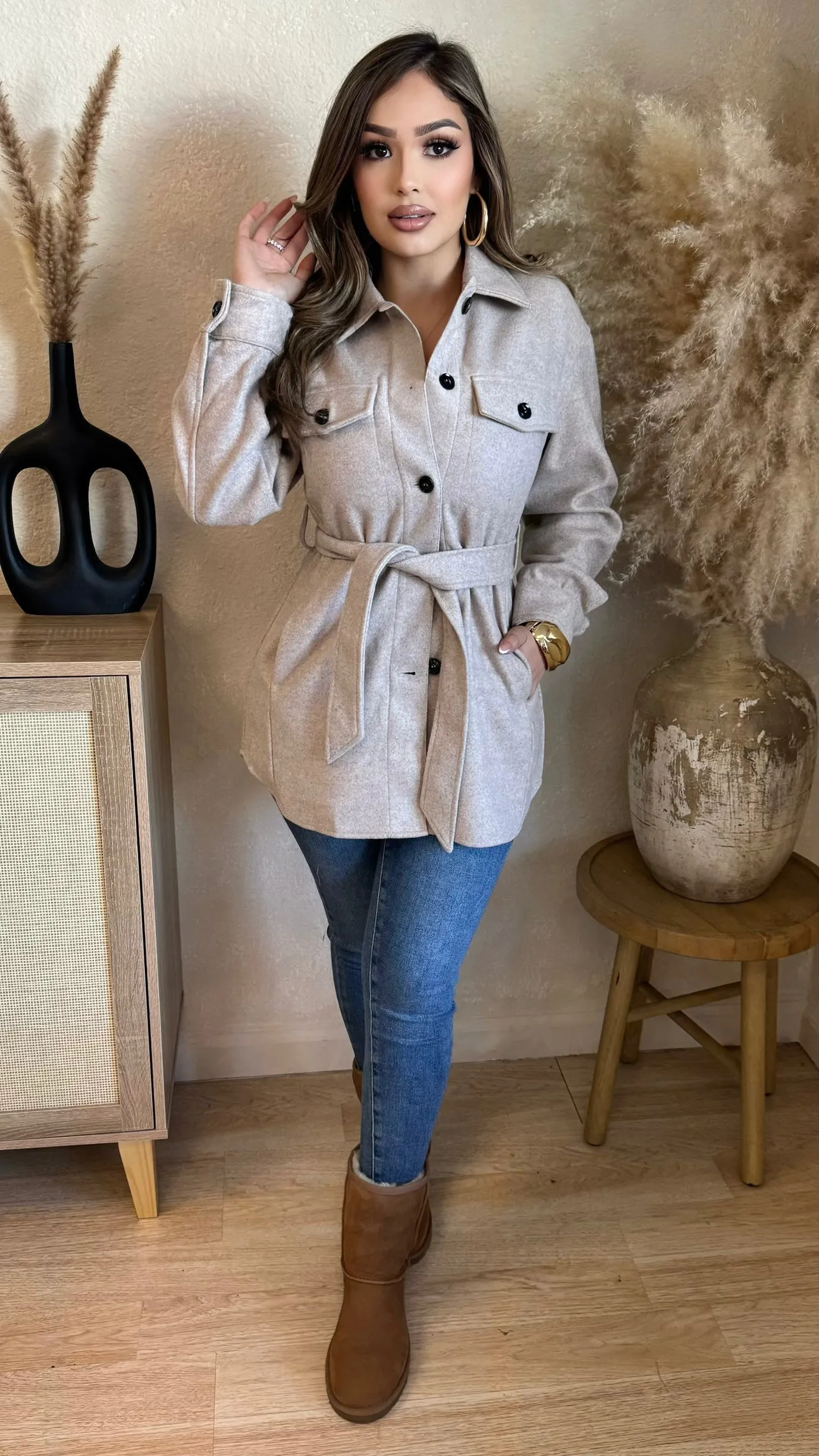 Wrap Jacket (Oatmeal) sold by Lavish Couture Fashion product image thumbnail 3