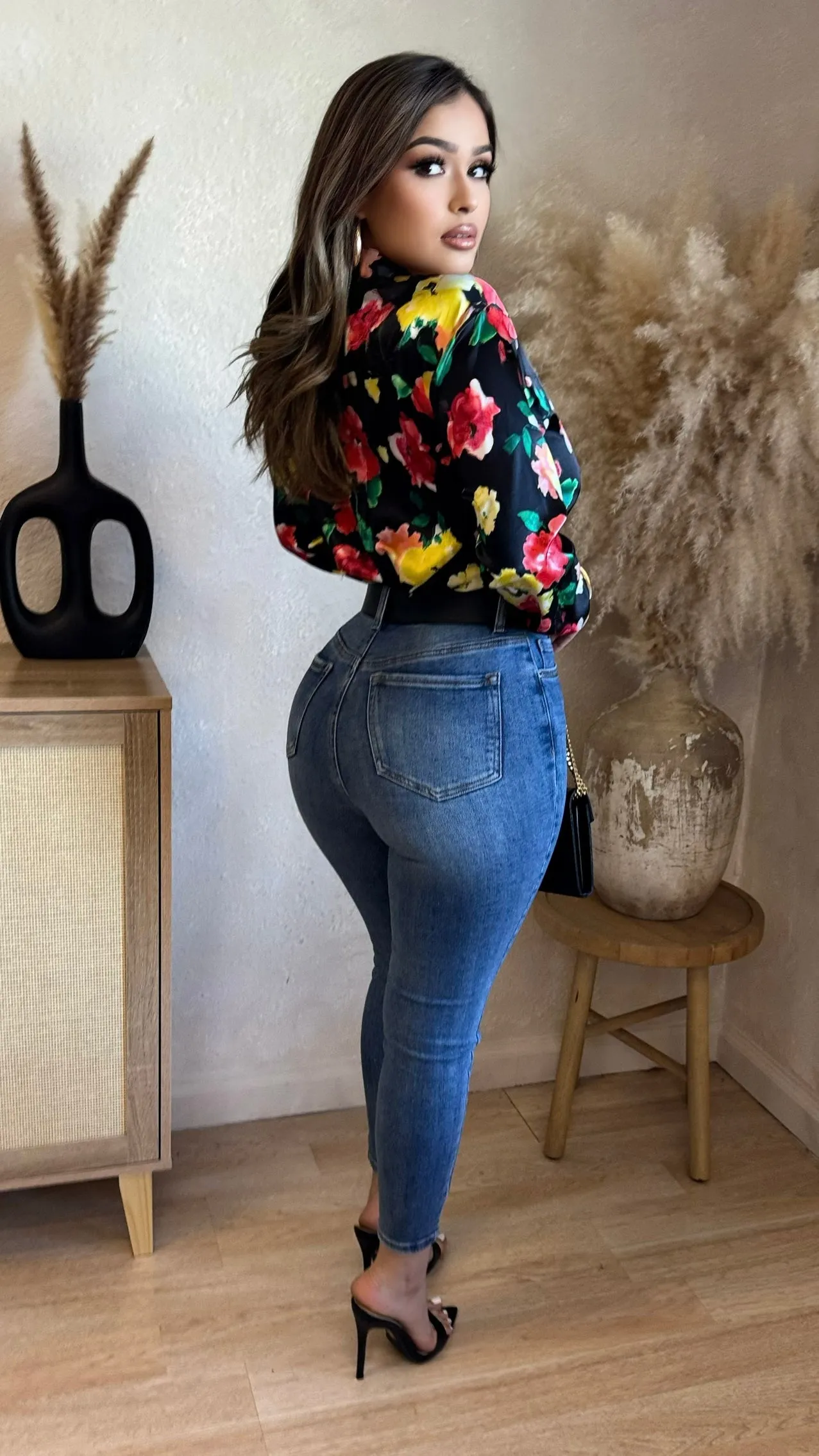 Just Say When Satin Floral Tops (Black/ Pink) sold by Lavish Couture Fashion product image thumbnail 3