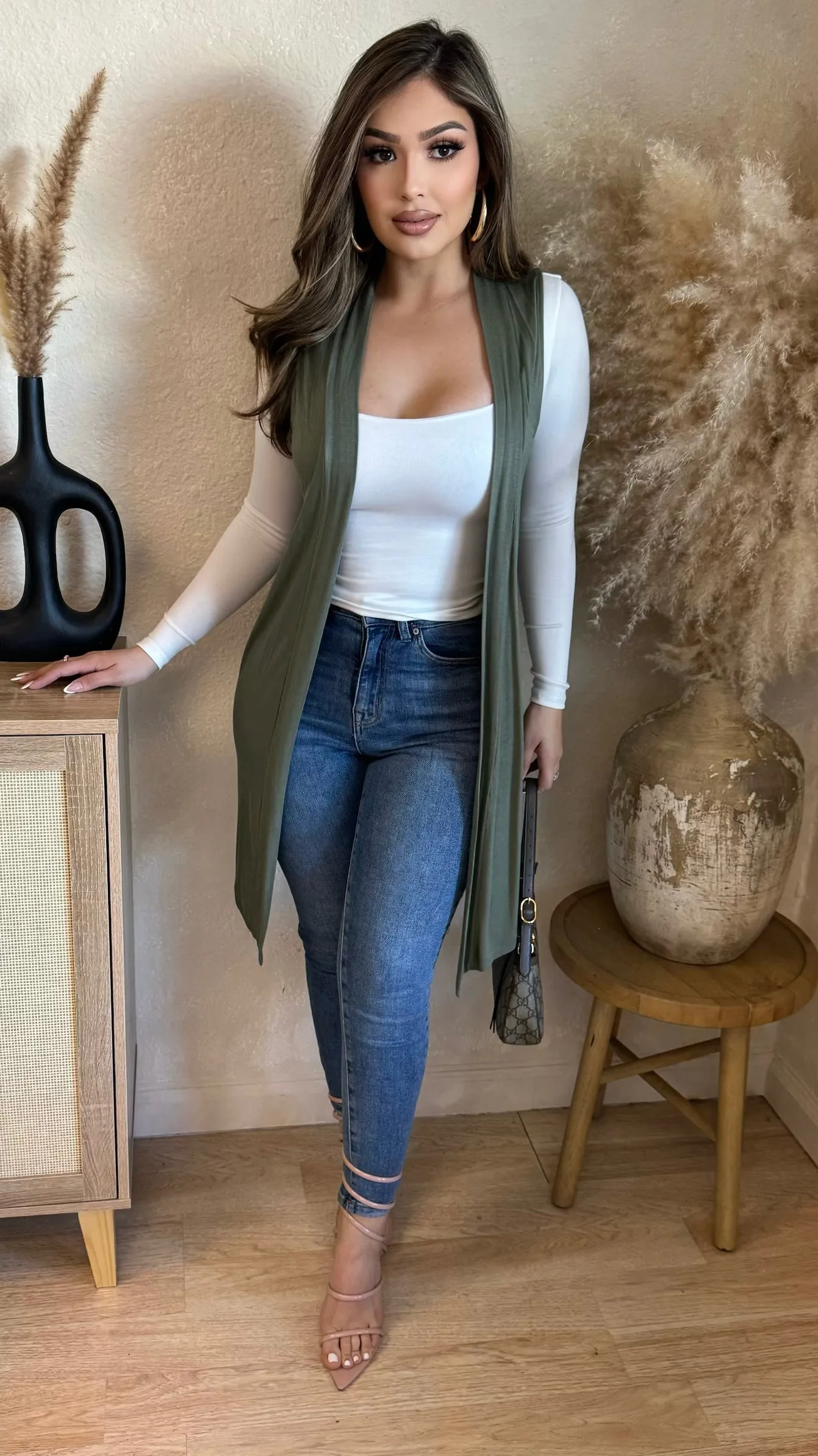 Sofia Throwover Vest (Olive) sold by Lavish Couture Fashion product image thumbnail 3