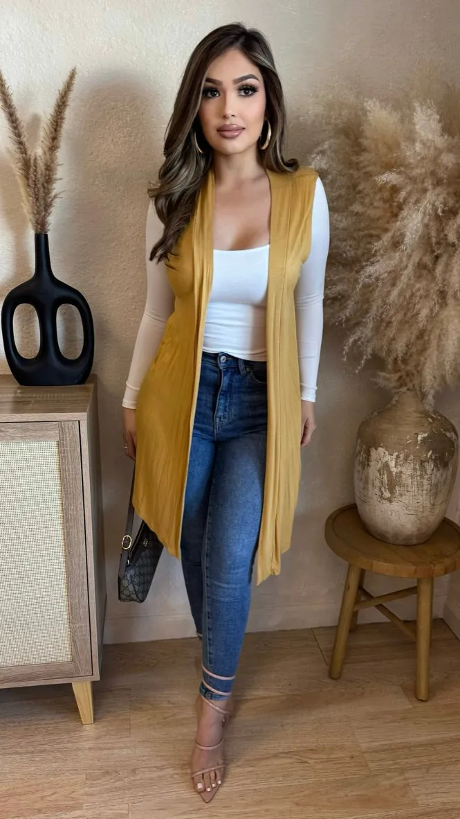 Sofia Throwover Vest (Mustard) sold by Lavish Couture Fashion product image thumbnail 3