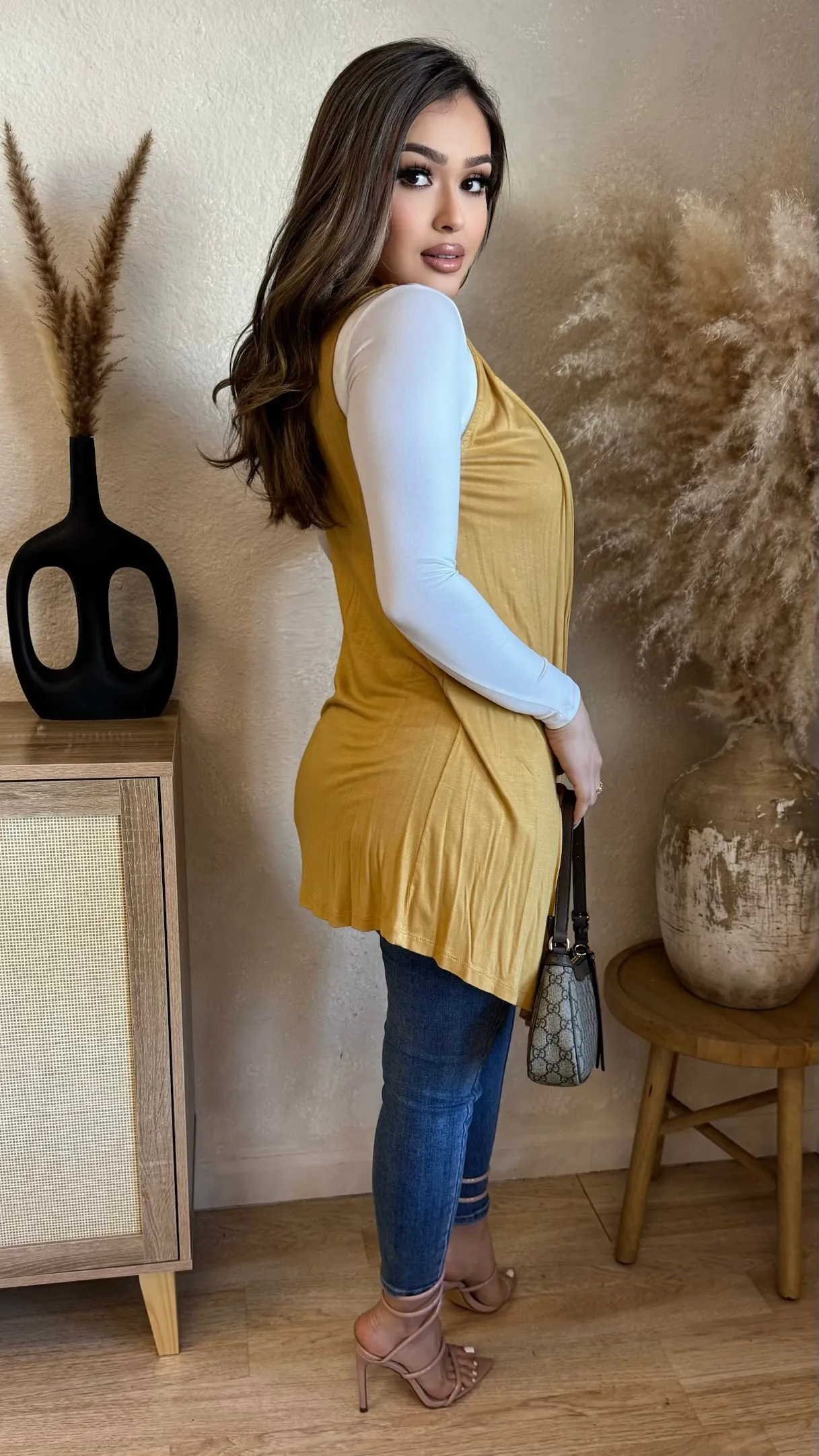 Sofia Throwover Vest (Mustard) sold by Lavish Couture Fashion product image thumbnail 2