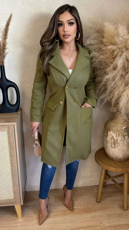 Fashionable Fall Coat (Olive) sold by Lavish Couture Fashion
