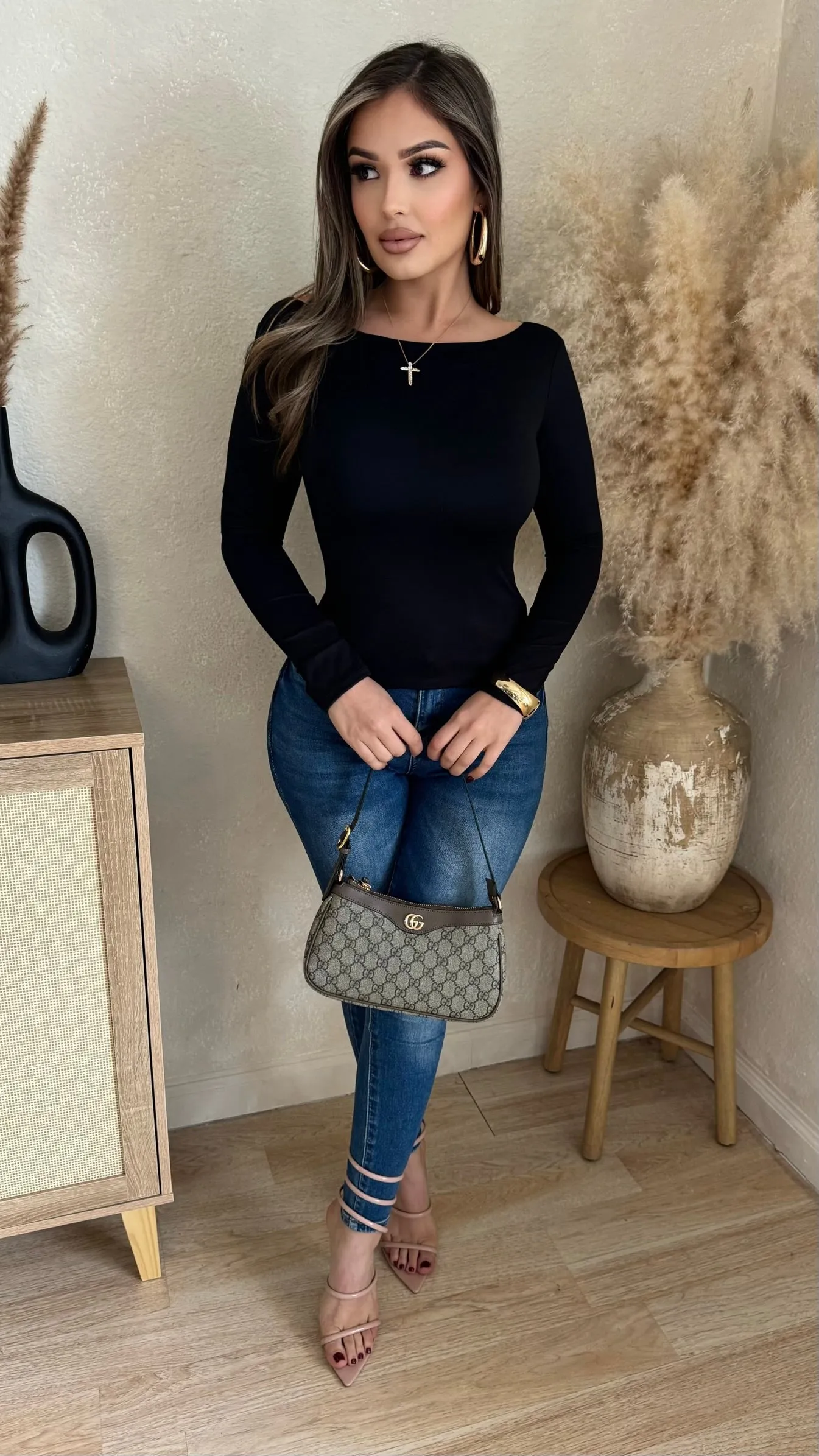 Emalia Long Sleeve Top (Black) sold by Lavish Couture Fashion