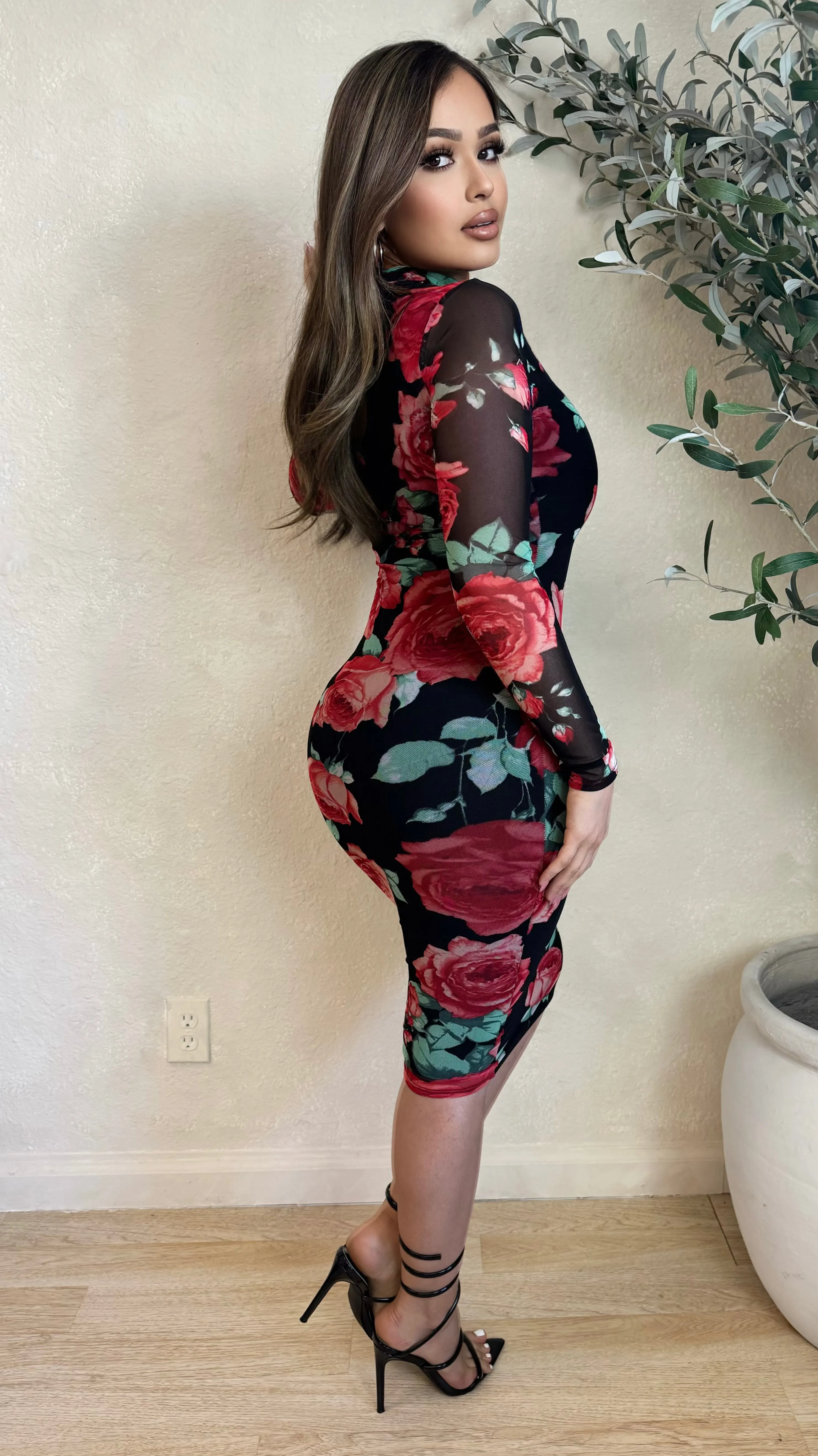 Azalea Floral Mesh Print Dress w/ Lining sold by Lavish Couture Fashion product image thumbnail 2