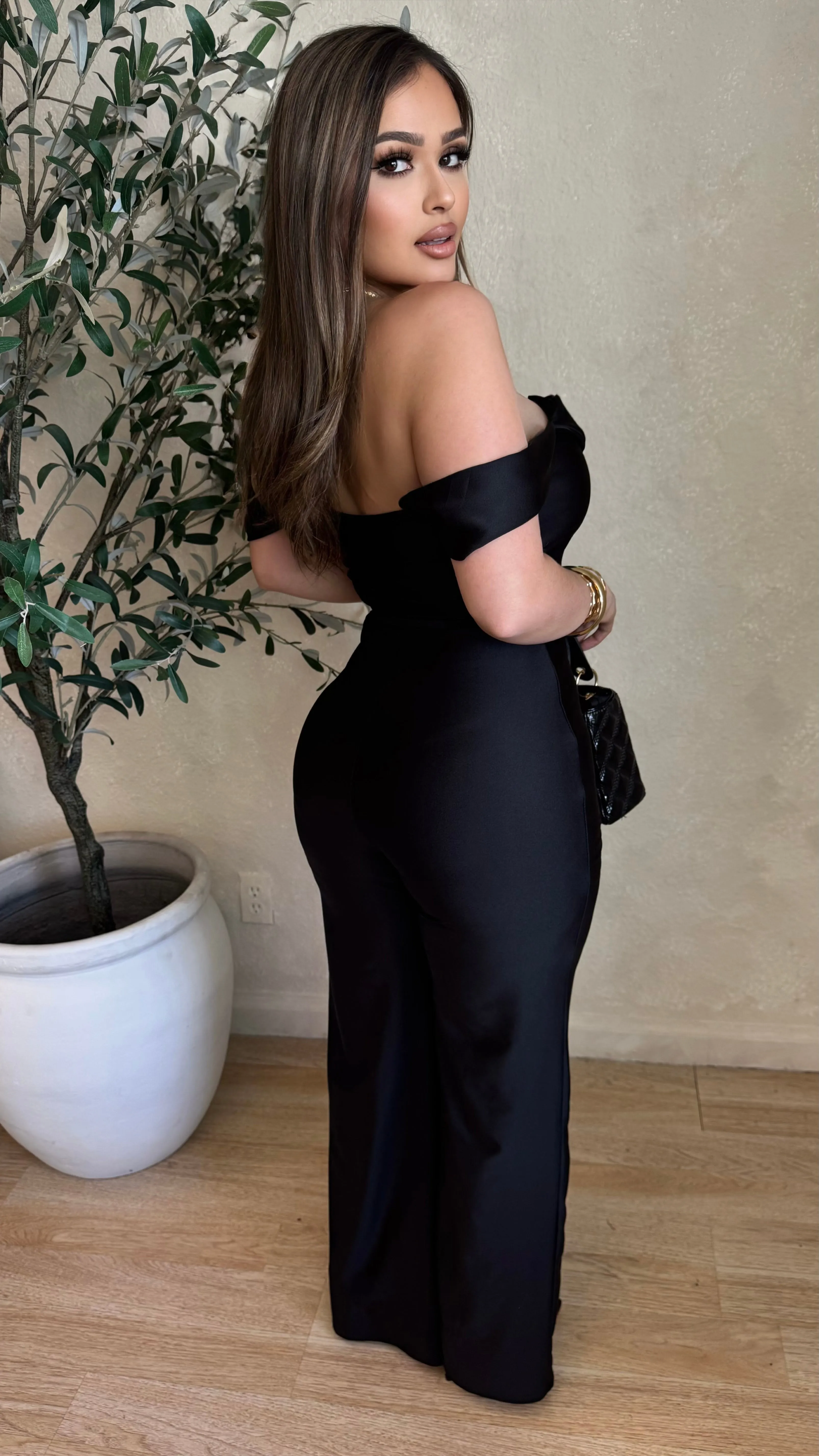 Clarissa Off Shoulder Belted Jumpsuit (Black) sold by Lavish Couture Fashion product image thumbnail 3