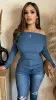 Highlight Of The Night Tops (Cement Blue) sold by Lavish Couture Fashion