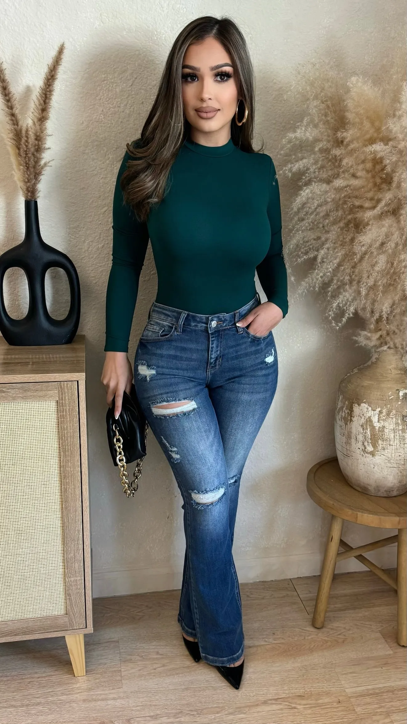 My Options Turtleneck Bodysuit (Hunter Green) sold by Lavish Couture Fashion product image thumbnail 3