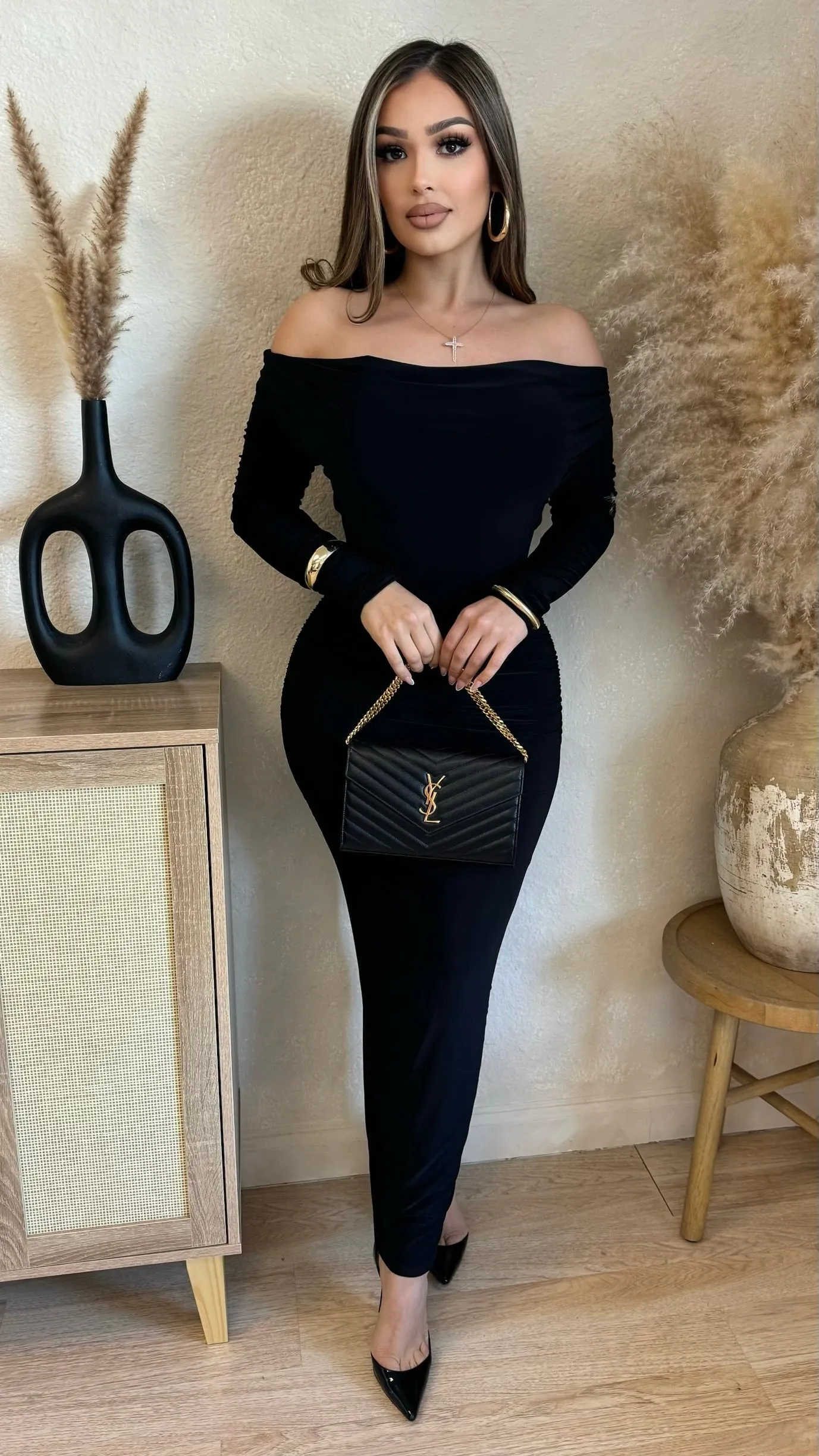 Ruby Long Fitted Dress (Black) sold by Lavish Couture Fashion