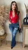 Alahna Faux Leather Bodysuit (Red) sold by Lavish Couture Fashion