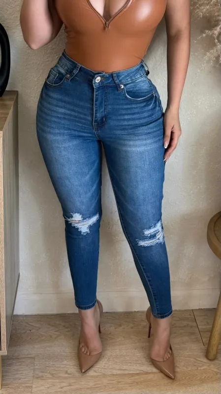 Beverly High Waist Jeans (Medium Wash) sold by Lavish Couture Fashion