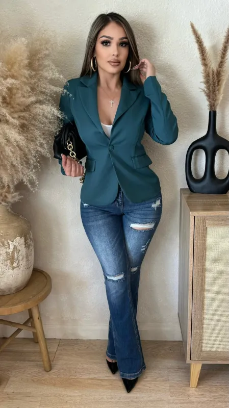 Executive Behavior Blazer (Teal) sold by Lavish Couture Fashion