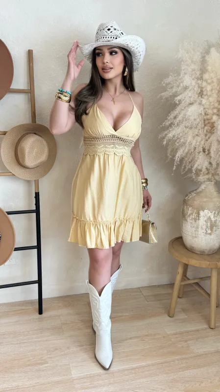 Damileth Flowy Backless Dress (Dusty Yellow) sold by Lavish Couture Fashion