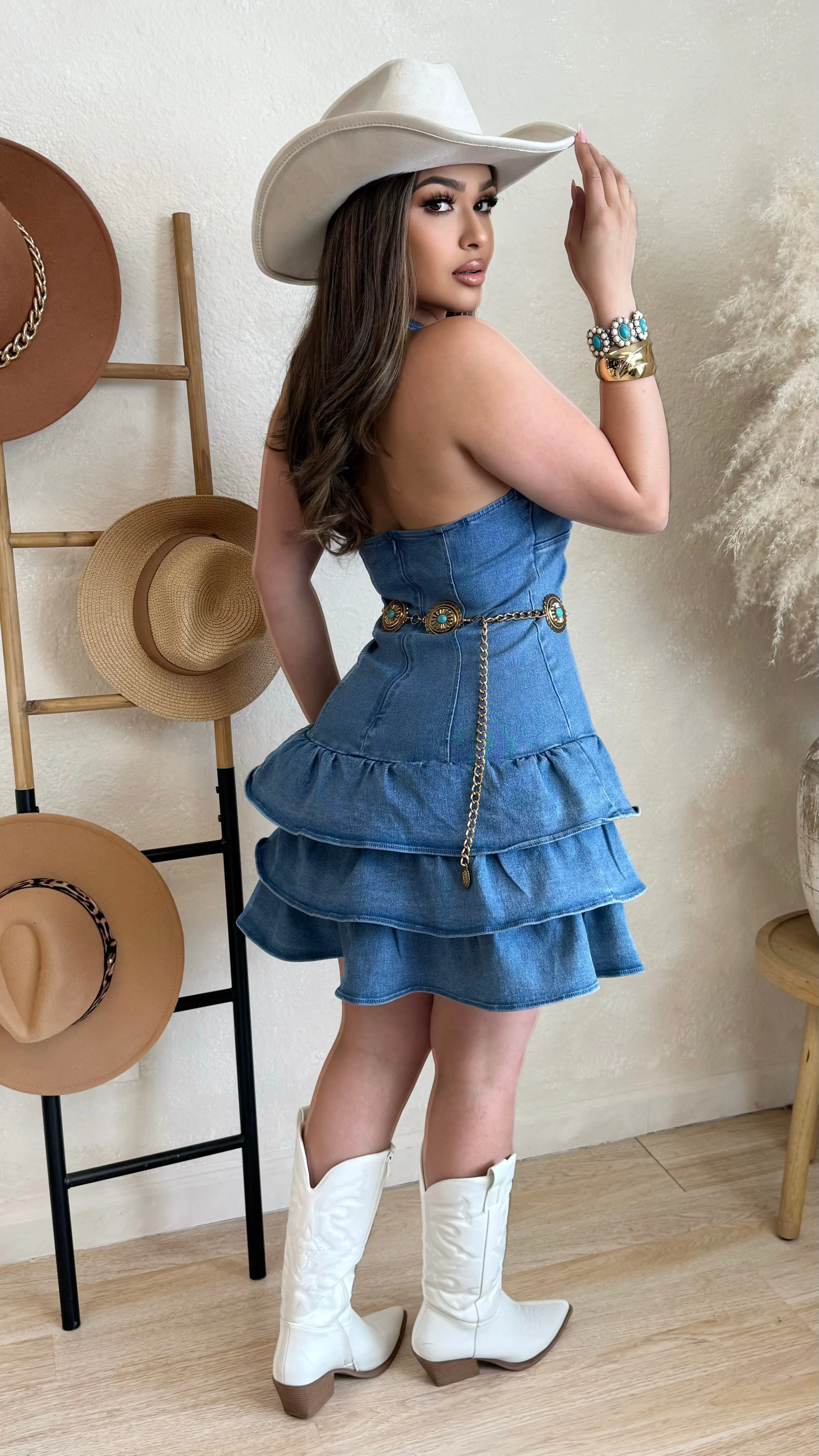 Larissa Denim Halter Dress sold by Lavish Couture Fashion product image thumbnail 3