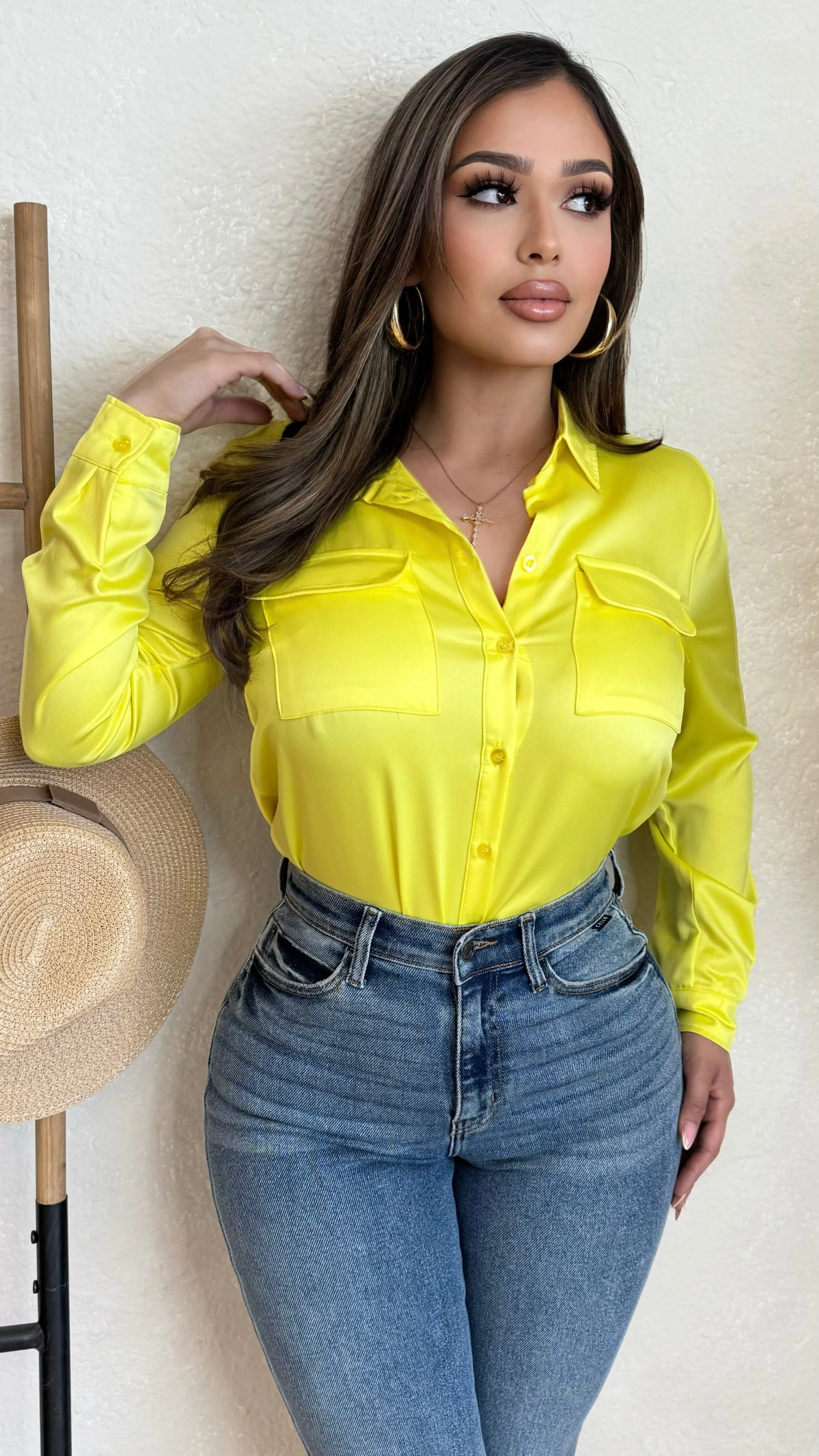 Annalee Button Up Top (Yellow) sold by Lavish Couture Fashion product image thumbnail 2