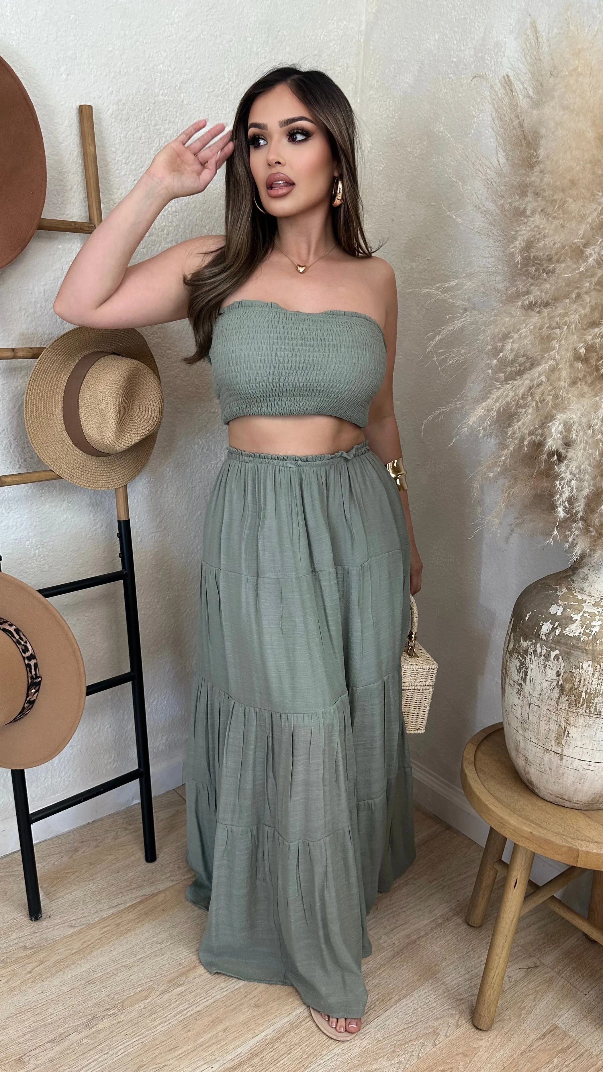 Arisbeth 2PC Skirt Set (Olive) sold by Lavish Couture Fashion product image thumbnail 4