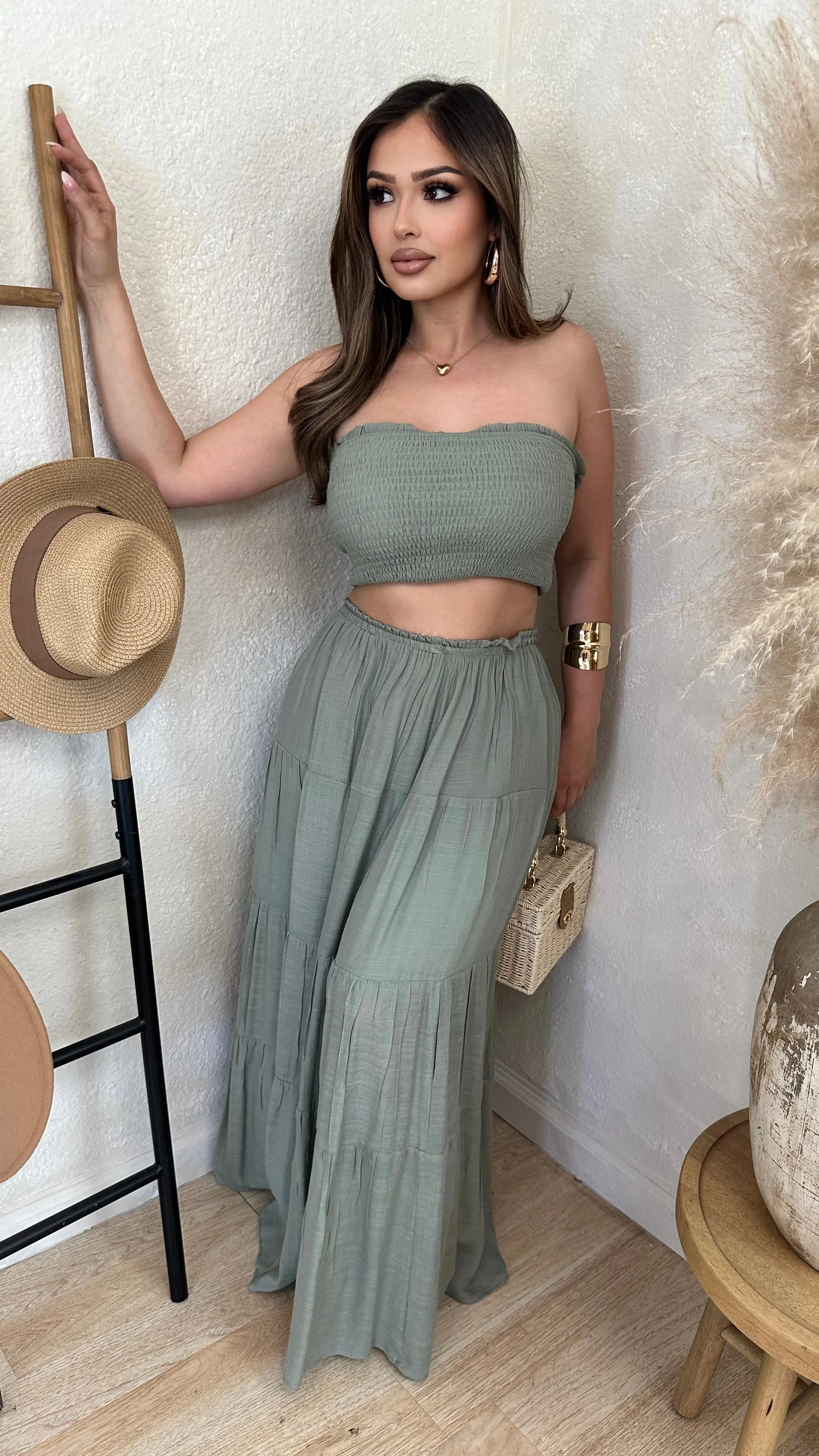 Arisbeth 2PC Skirt Set (Olive) sold by Lavish Couture Fashion product image thumbnail 3