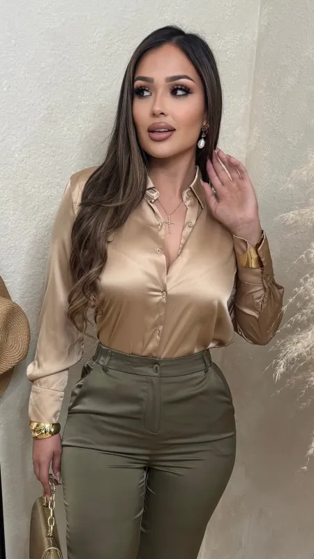 Western Scene Long Sleeve Top (Champagne) sold by Lavish Couture Fashion