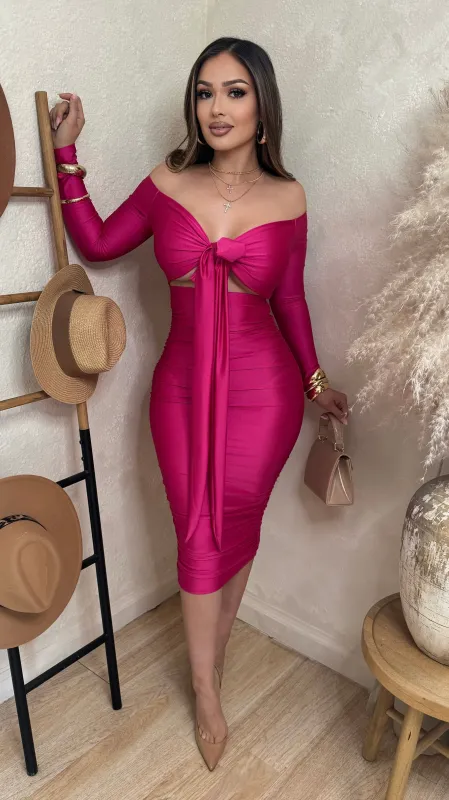 Love To Show Off Midi Dress (Fushia) sold by Lavish Couture Fashion