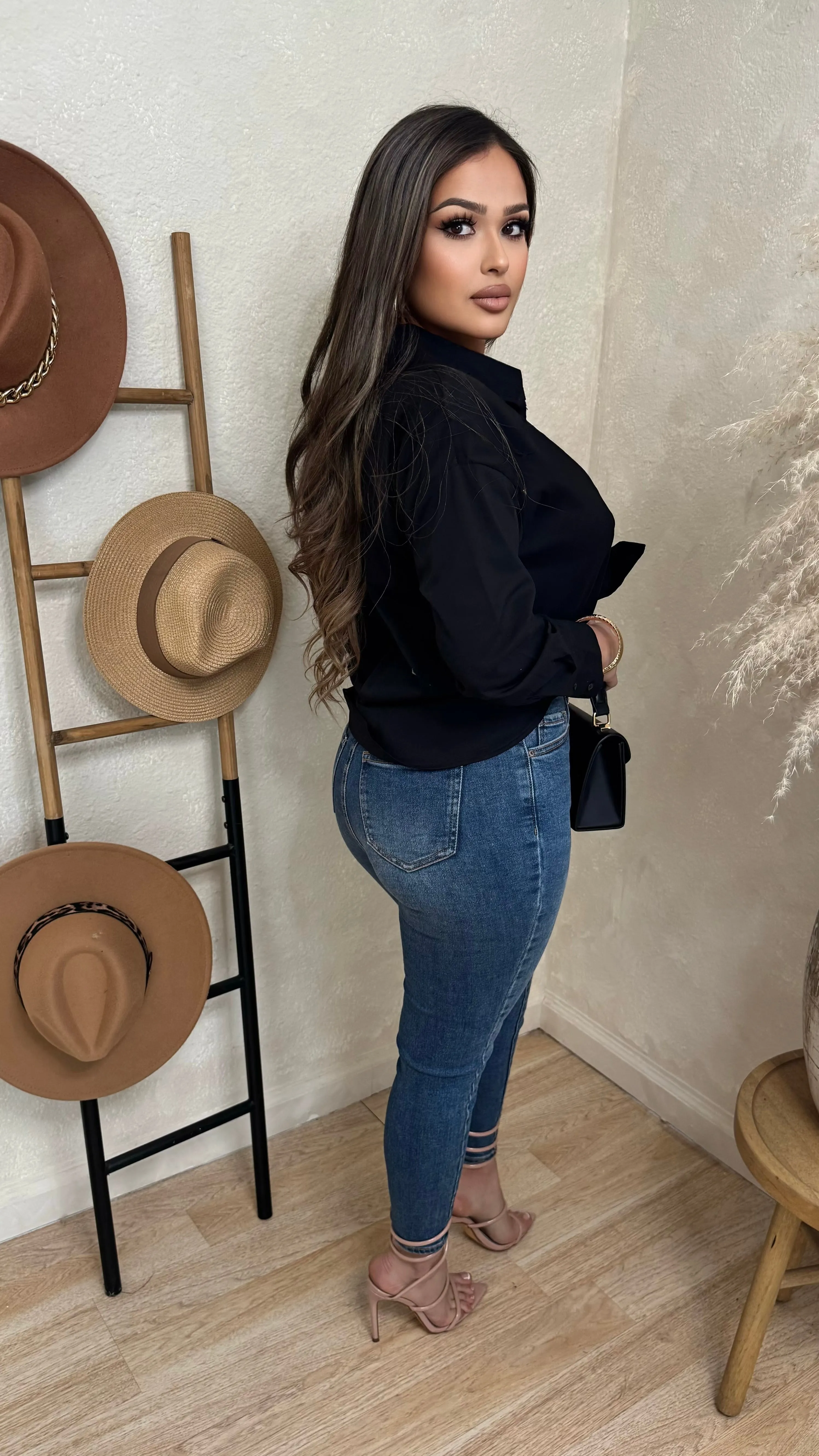 Kylina Long Sleeve Button Up Tops (Black) sold by Lavish Couture Fashion product image thumbnail 2