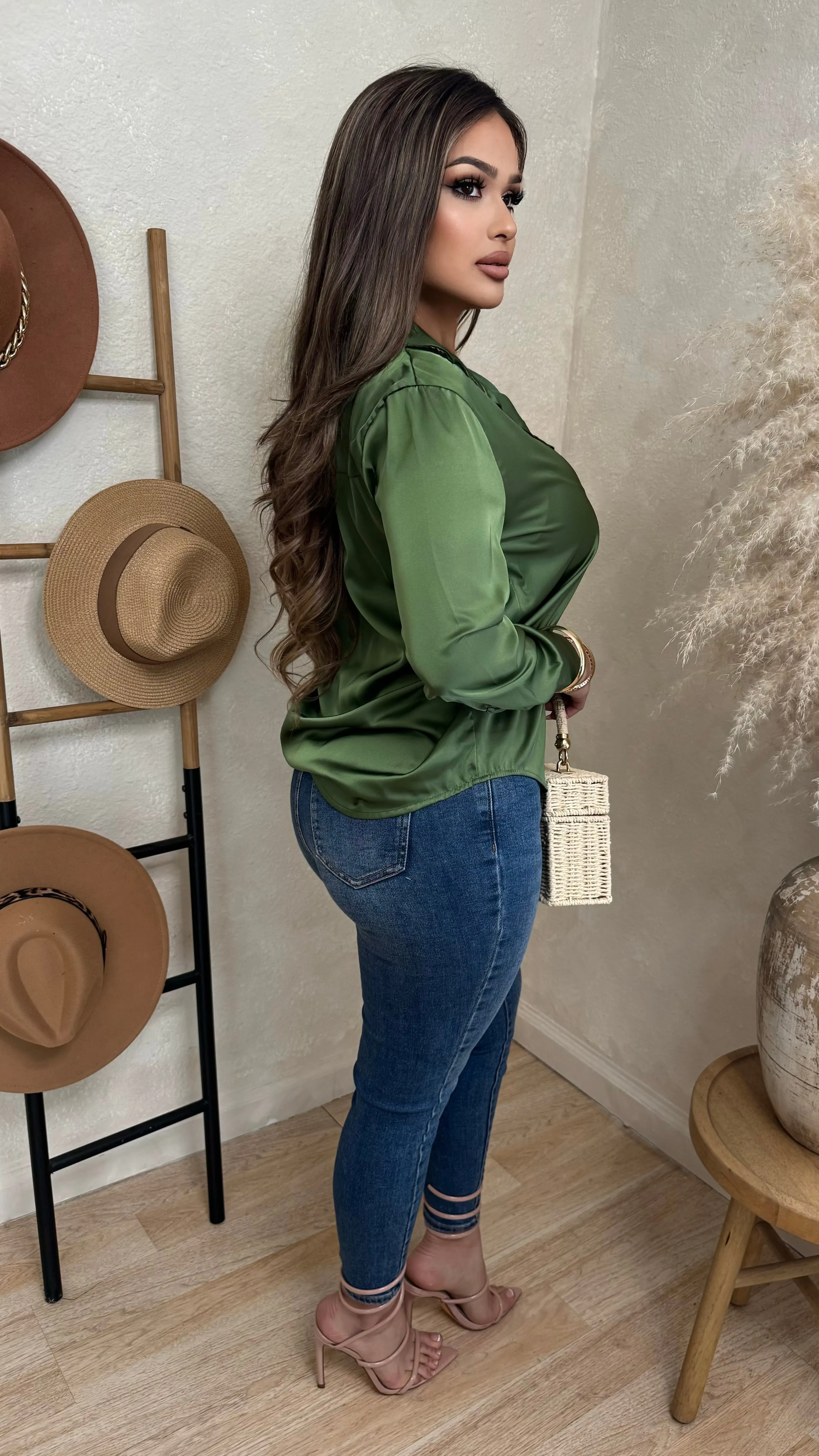 Western Scene Long Sleeve Top (Olive) sold by Lavish Couture Fashion product image thumbnail 2