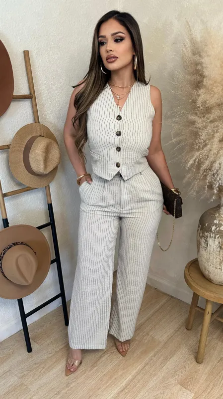 Boss Babe Stripe Set (Natural) sold by Lavish Couture Fashion