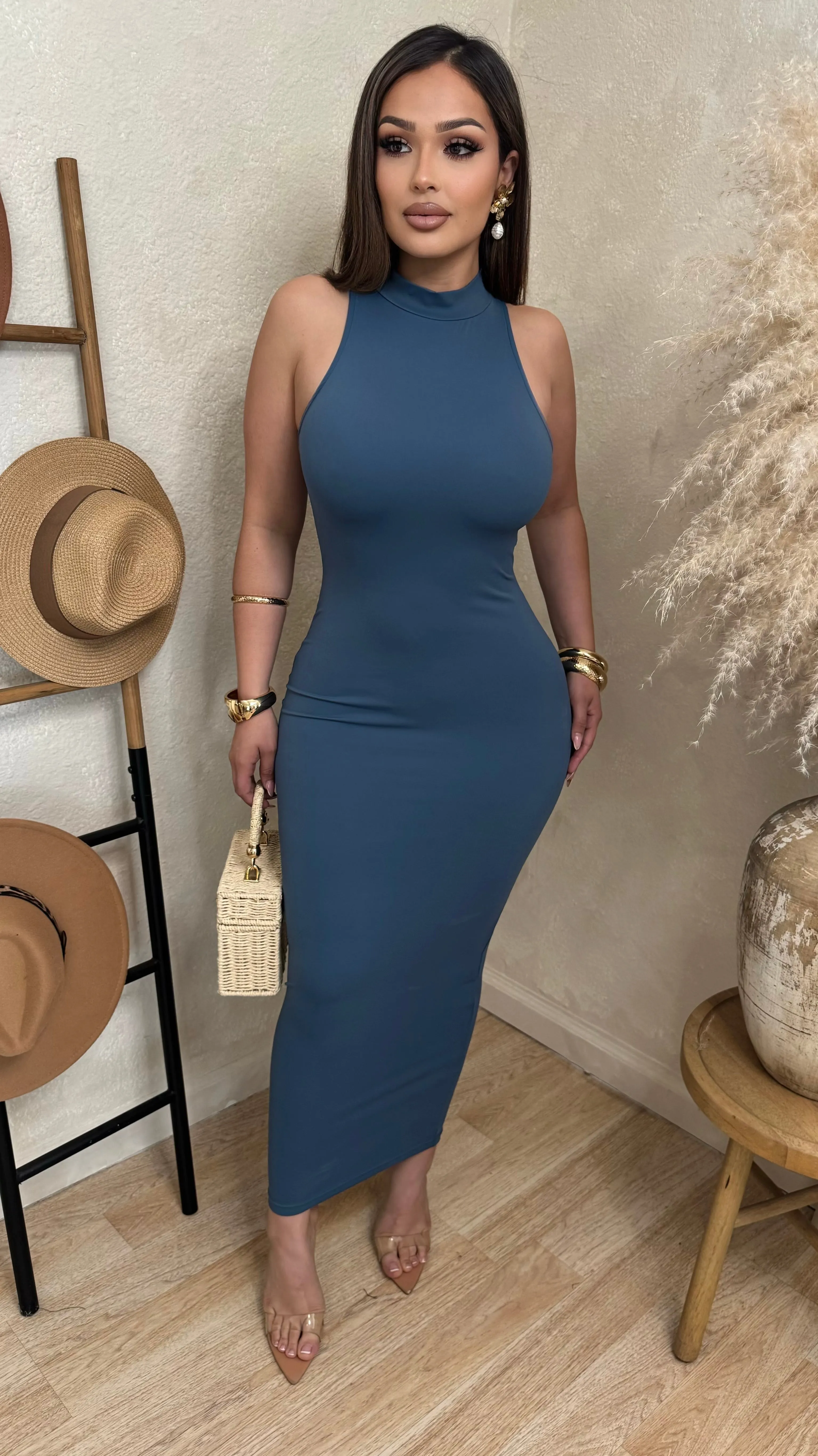 Invading Your Thoughts Maxi Dress (Cement Blue) sold by Lavish Couture Fashion product image thumbnail 3
