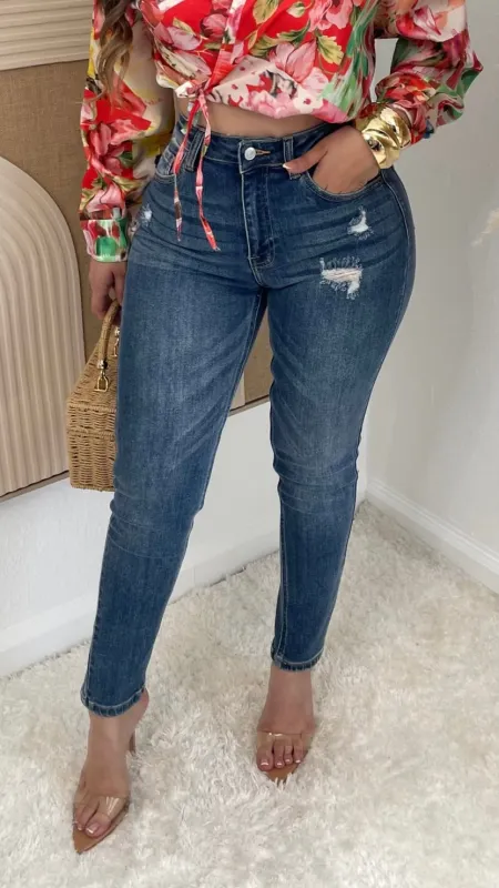 Scarlette High Waist Jeans (Medium Wash) sold by Lavish Couture Fashion
