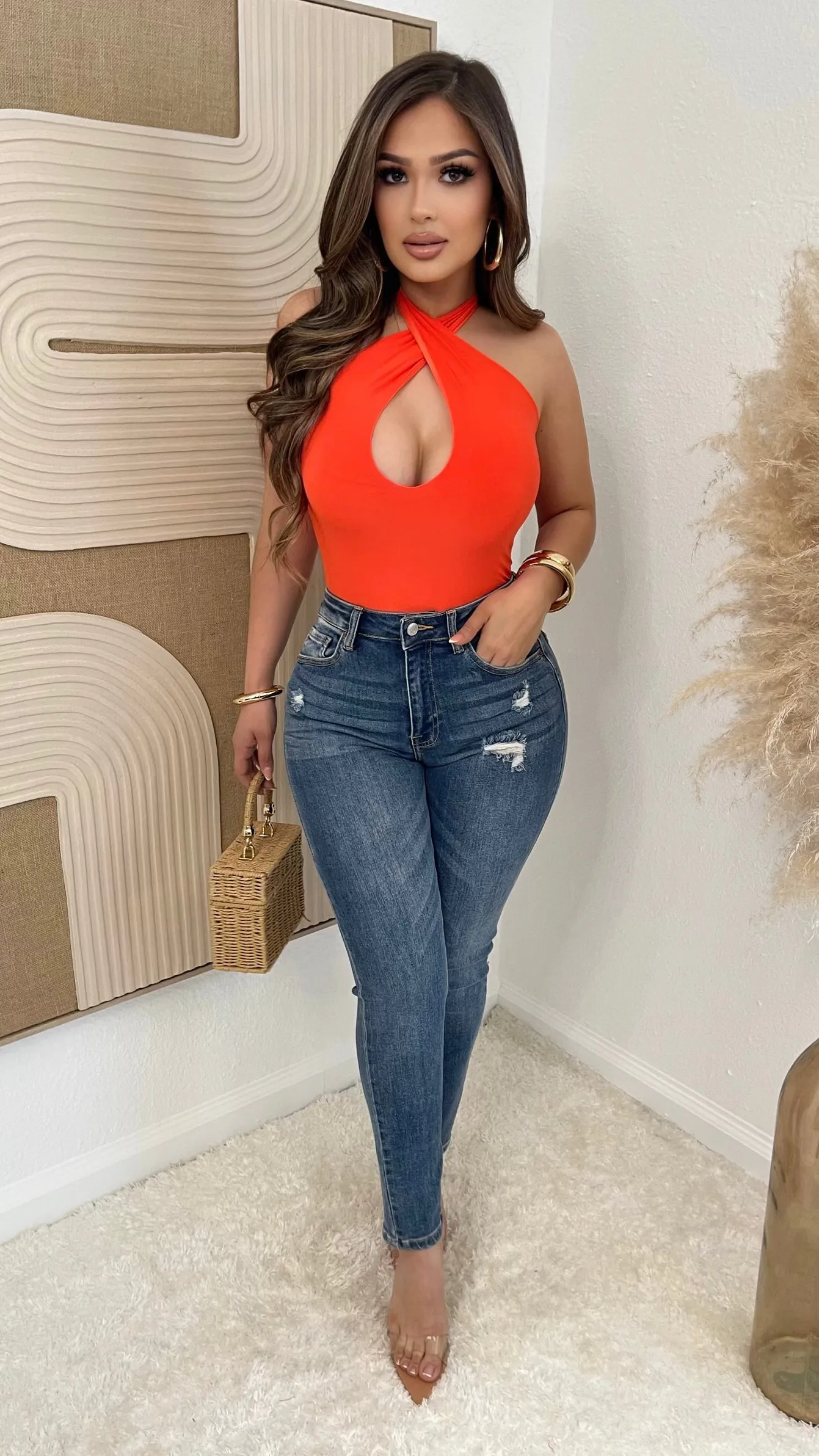 Heatwave Halter Bodysuit (Orange) sold by Lavish Couture Fashion product image thumbnail 3