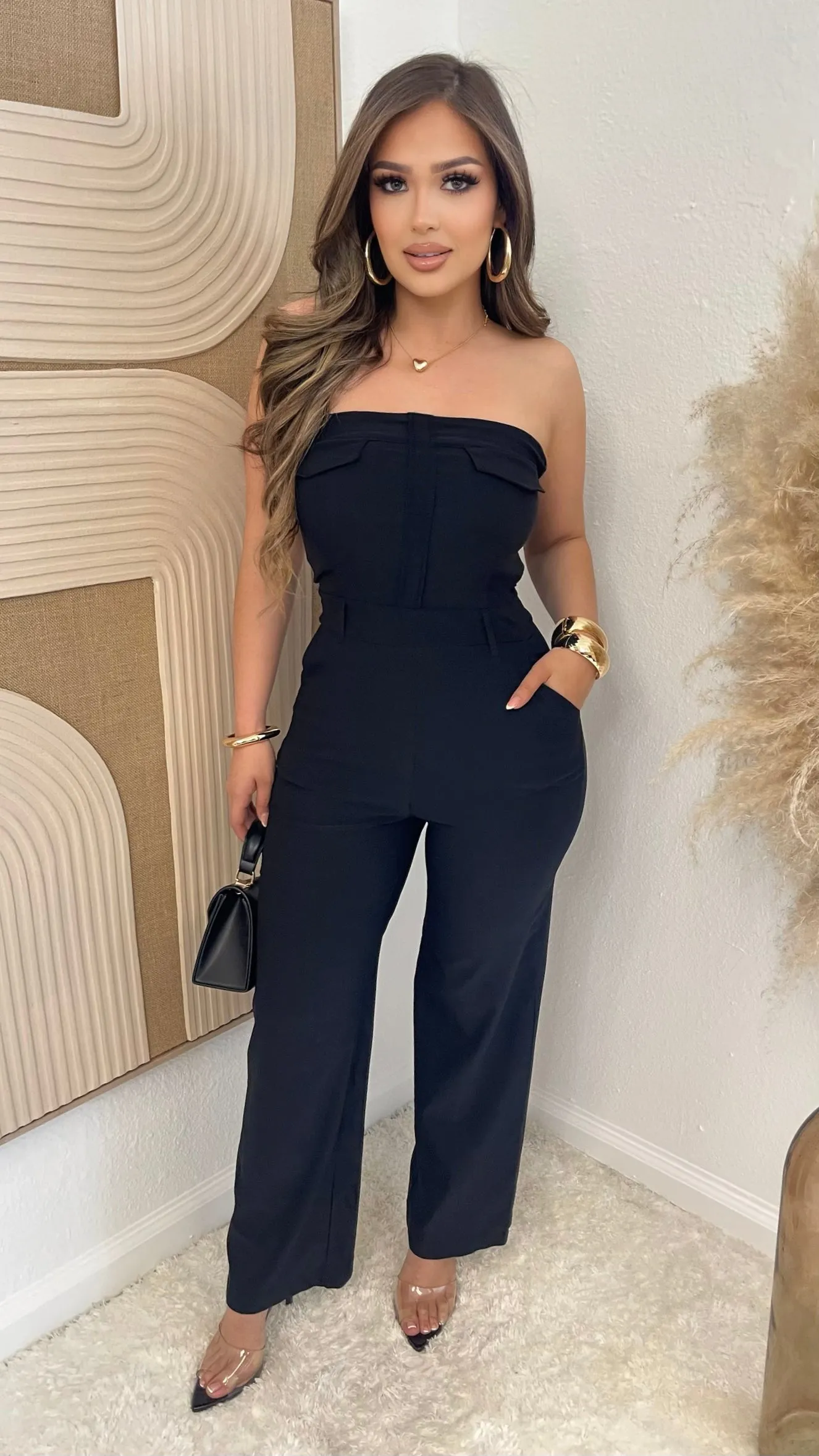 Midnight Chic Strapless Jumper sold by Lavish Couture Fashion