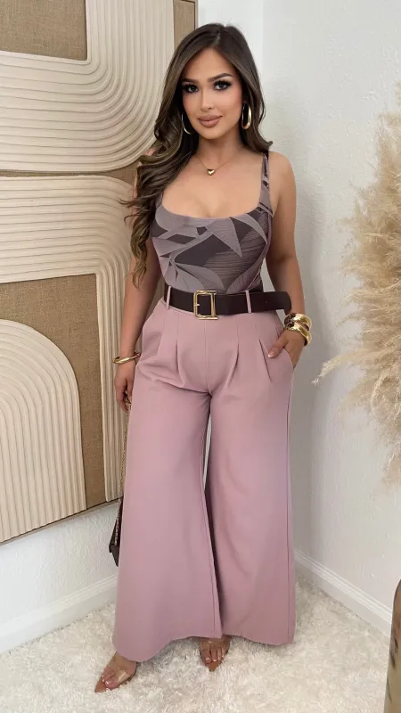 Blush Boss Wide-Leg Trousers sold by Lavish Couture Fashion