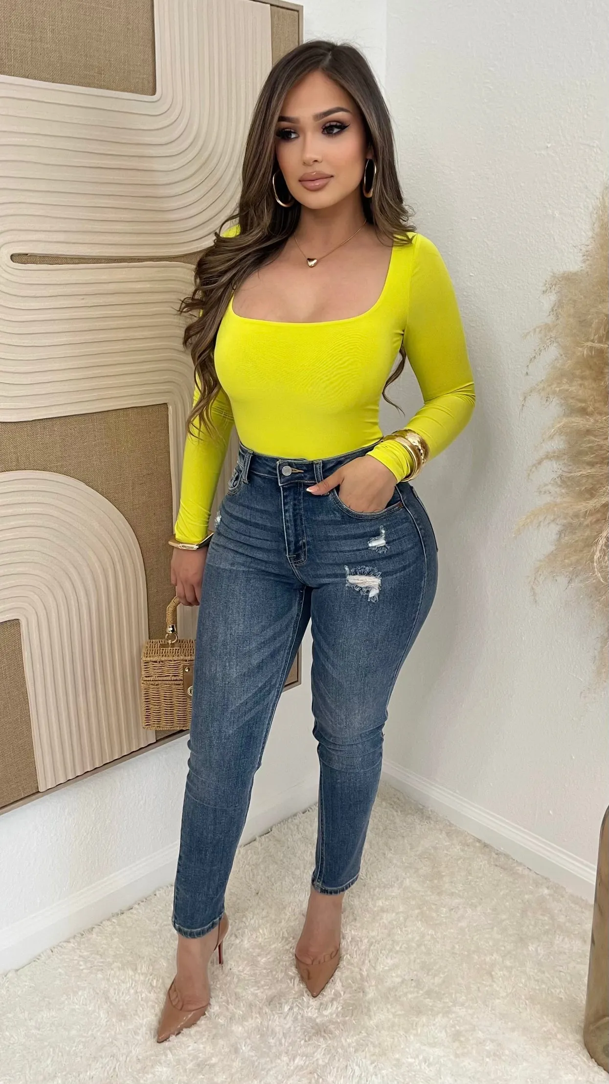 Lit Up Bodysuit (Neon Yellow) sold by Lavish Couture Fashion product image thumbnail 4