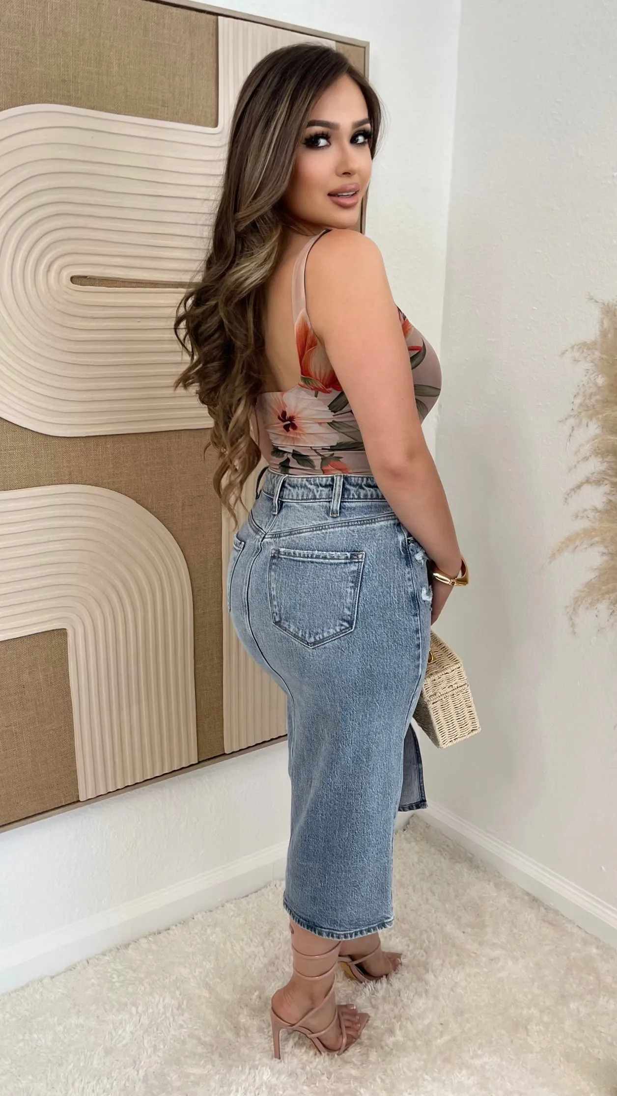 Abstract Intentions Bodysuit (Floral Taupe) sold by Lavish Couture Fashion product image thumbnail 2