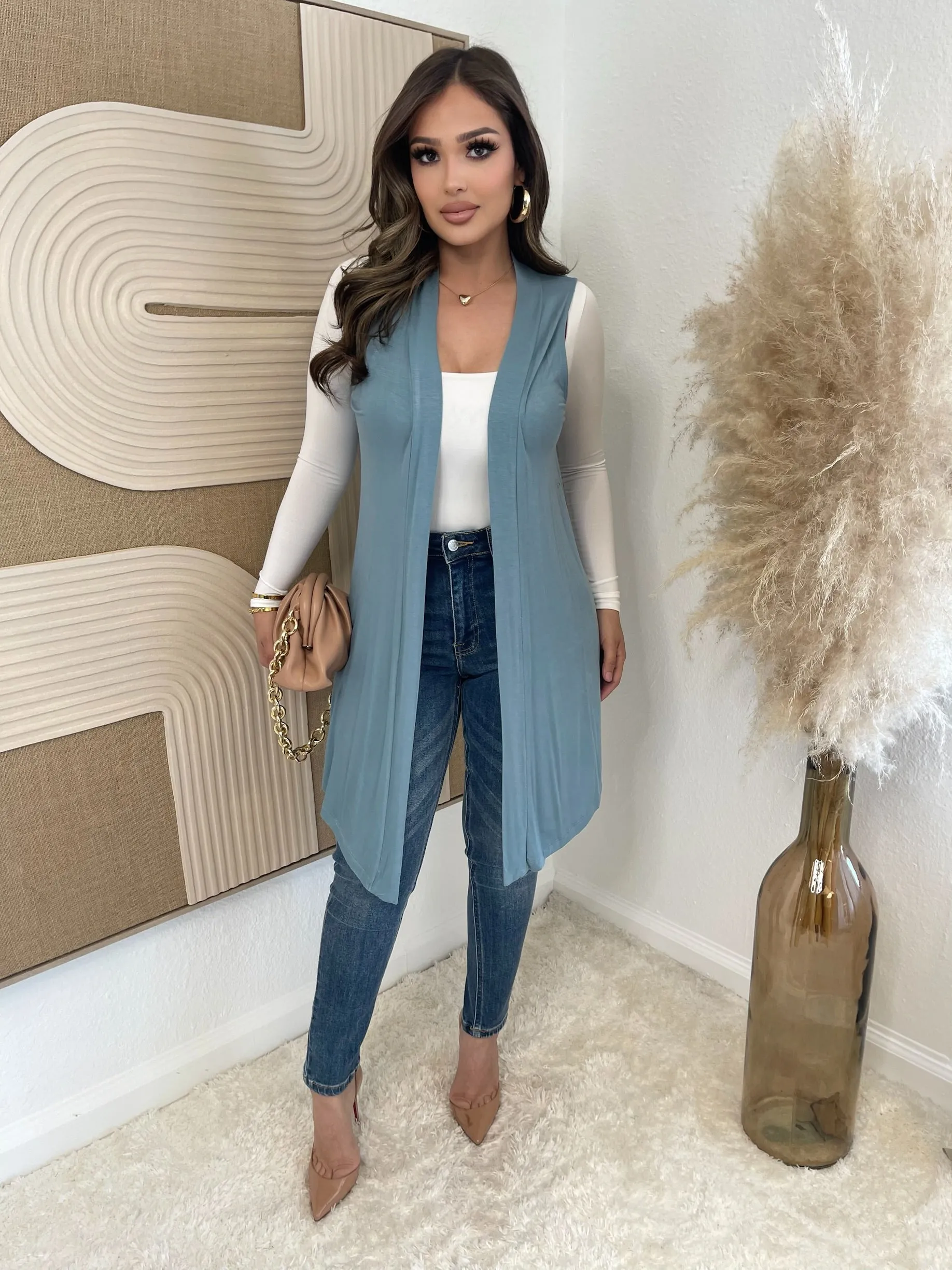 Sofia Throwover Cardigan (Blue) sold by Lavish Couture Fashion product image thumbnail 3