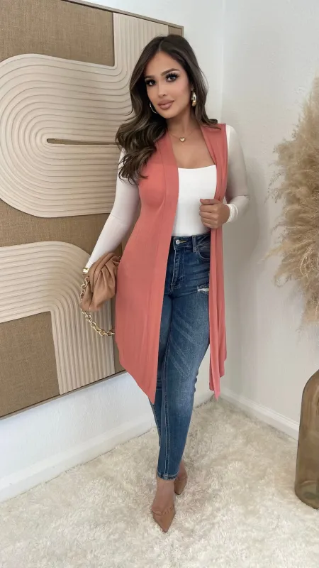 Sofia Throwover Cardigan (Melon) sold by Lavish Couture Fashion