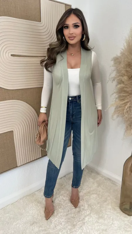 Sofia Throwover Cardigan (Sage) sold by Lavish Couture Fashion