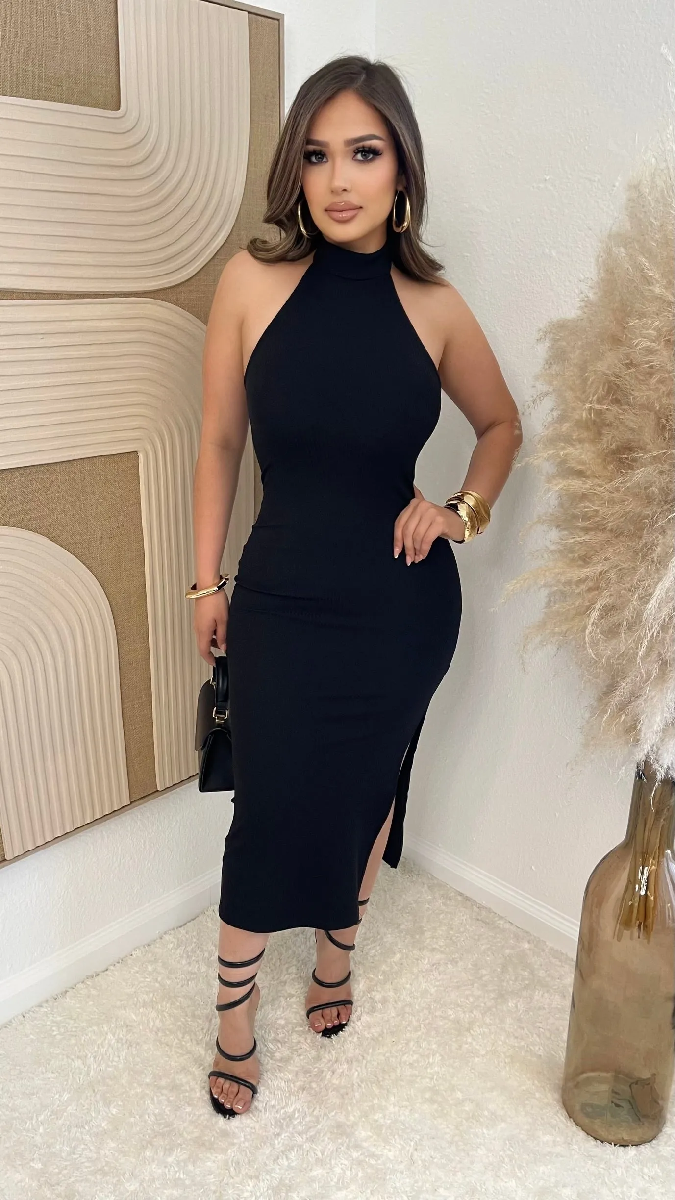 Black Halter Strapless Bodycon Dress sold by Lavish Couture Fashion product image thumbnail 3