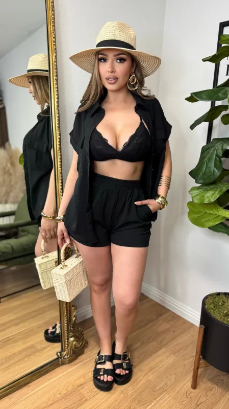 Vacay Vibes 2PC Short Set (Black) made by Lavish Couture Fashion