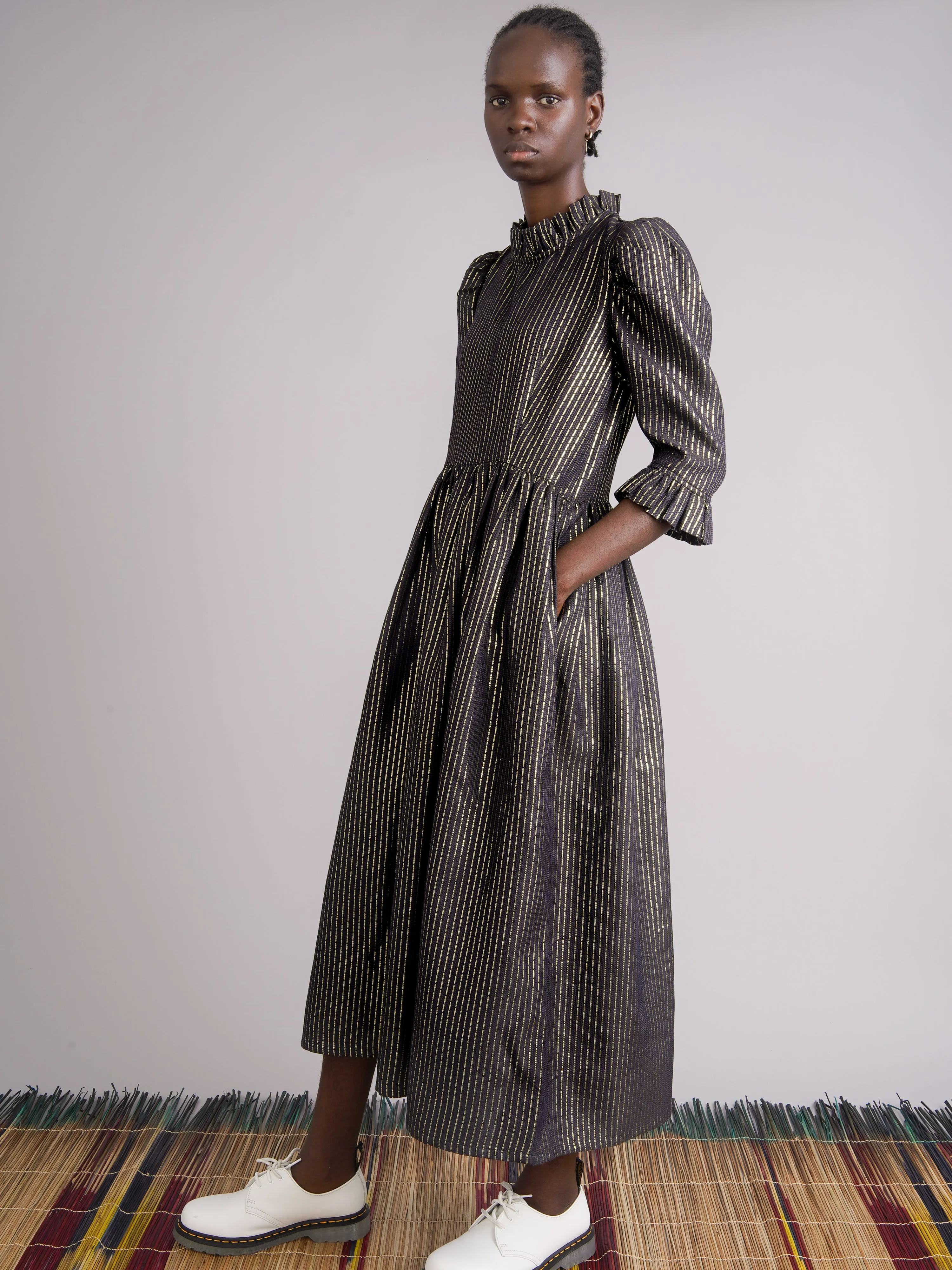 Black Textured Jacquard Greta Dress sold by Kemi Telford product image thumbnail 5