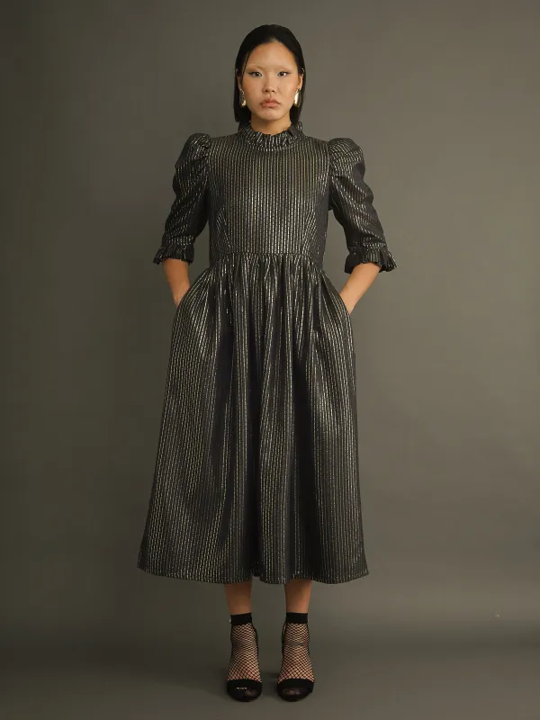 Black Textured Jacquard Greta Dress sold by Kemi Telford