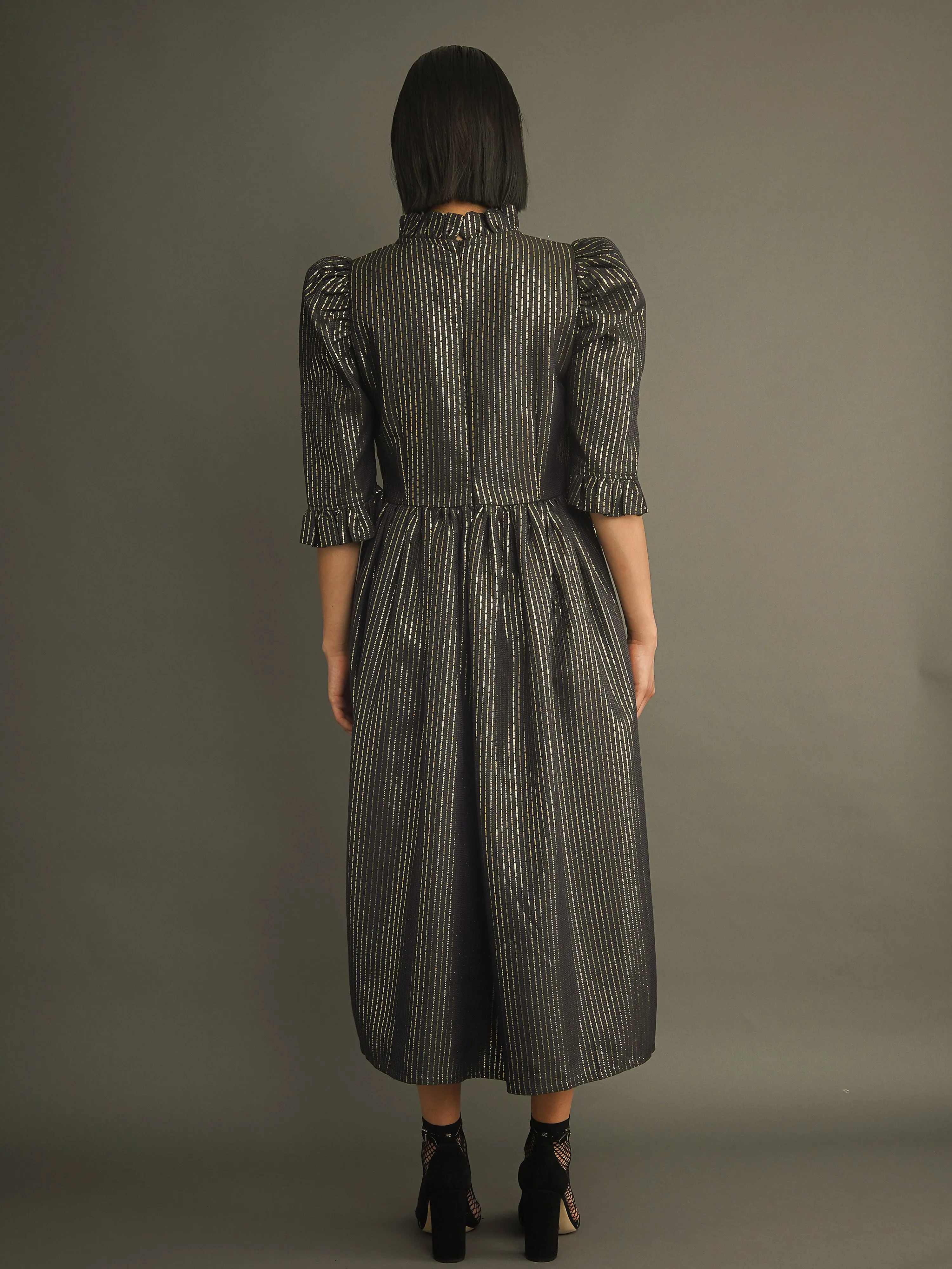 Black Textured Jacquard Greta Dress sold by Kemi Telford product image thumbnail 4