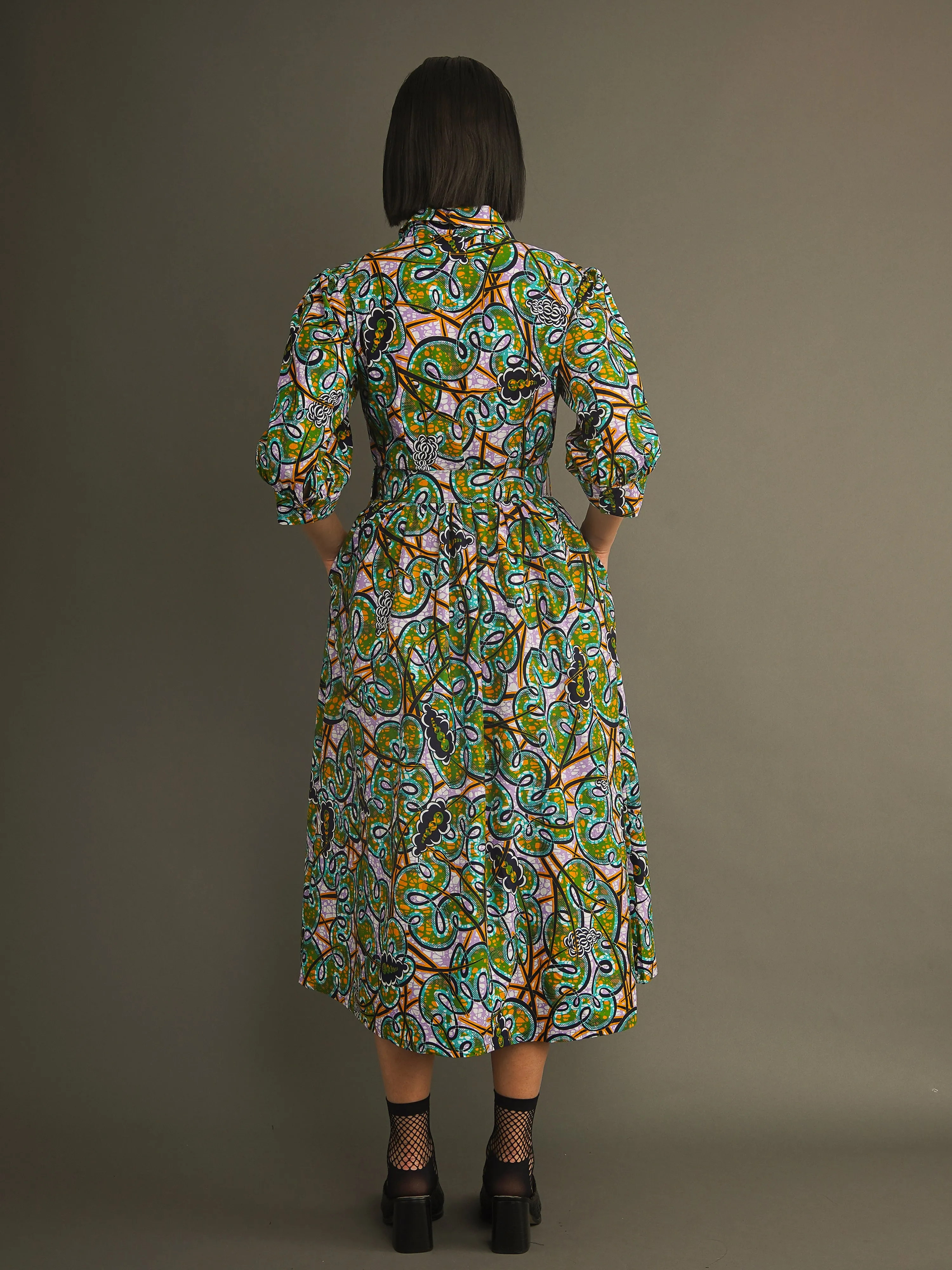 Green Vine Shirt Dress sold by Kemi Telford product image thumbnail 3