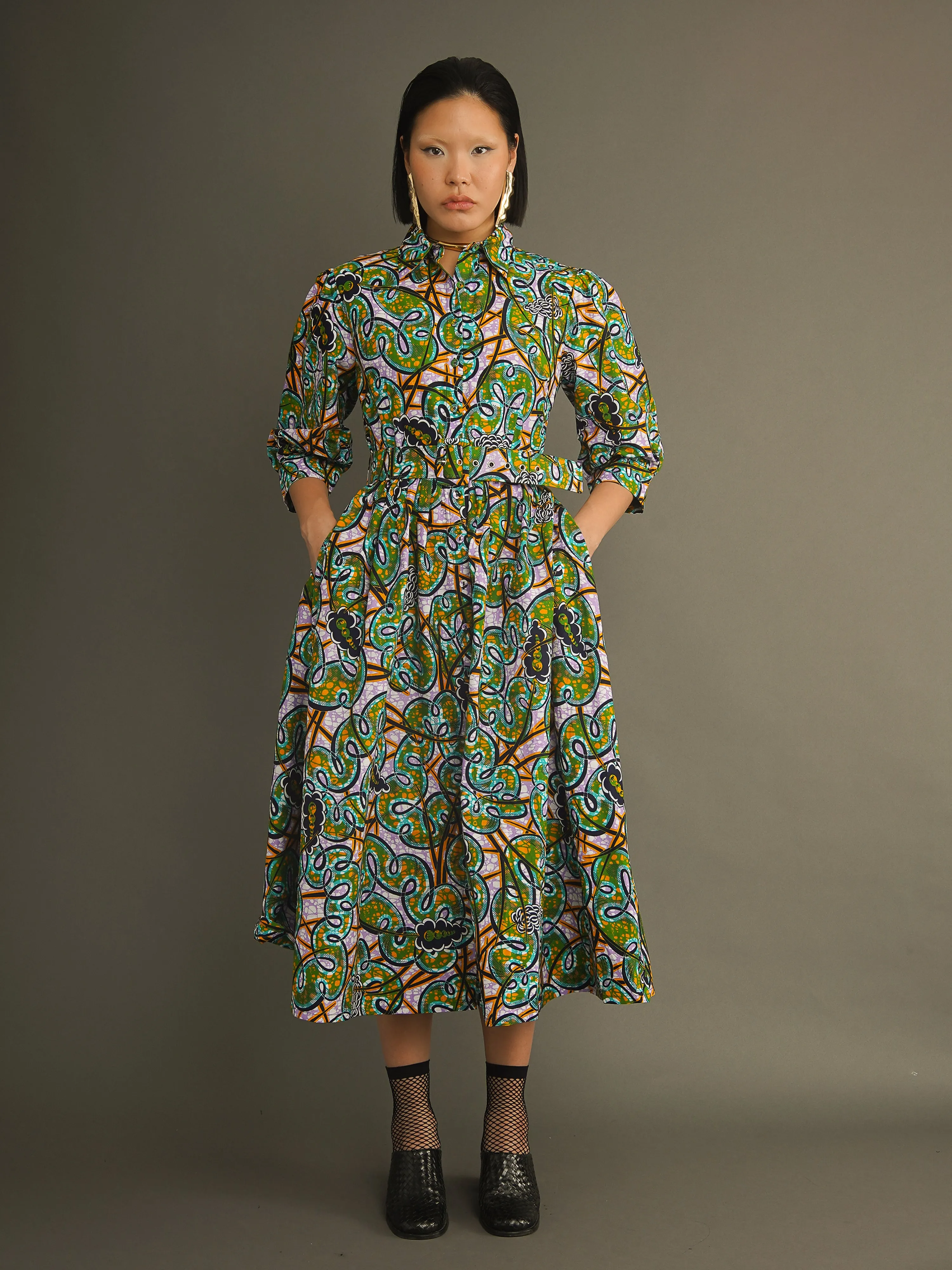 Green Vine Shirt Dress sold by Kemi Telford product image thumbnail 5