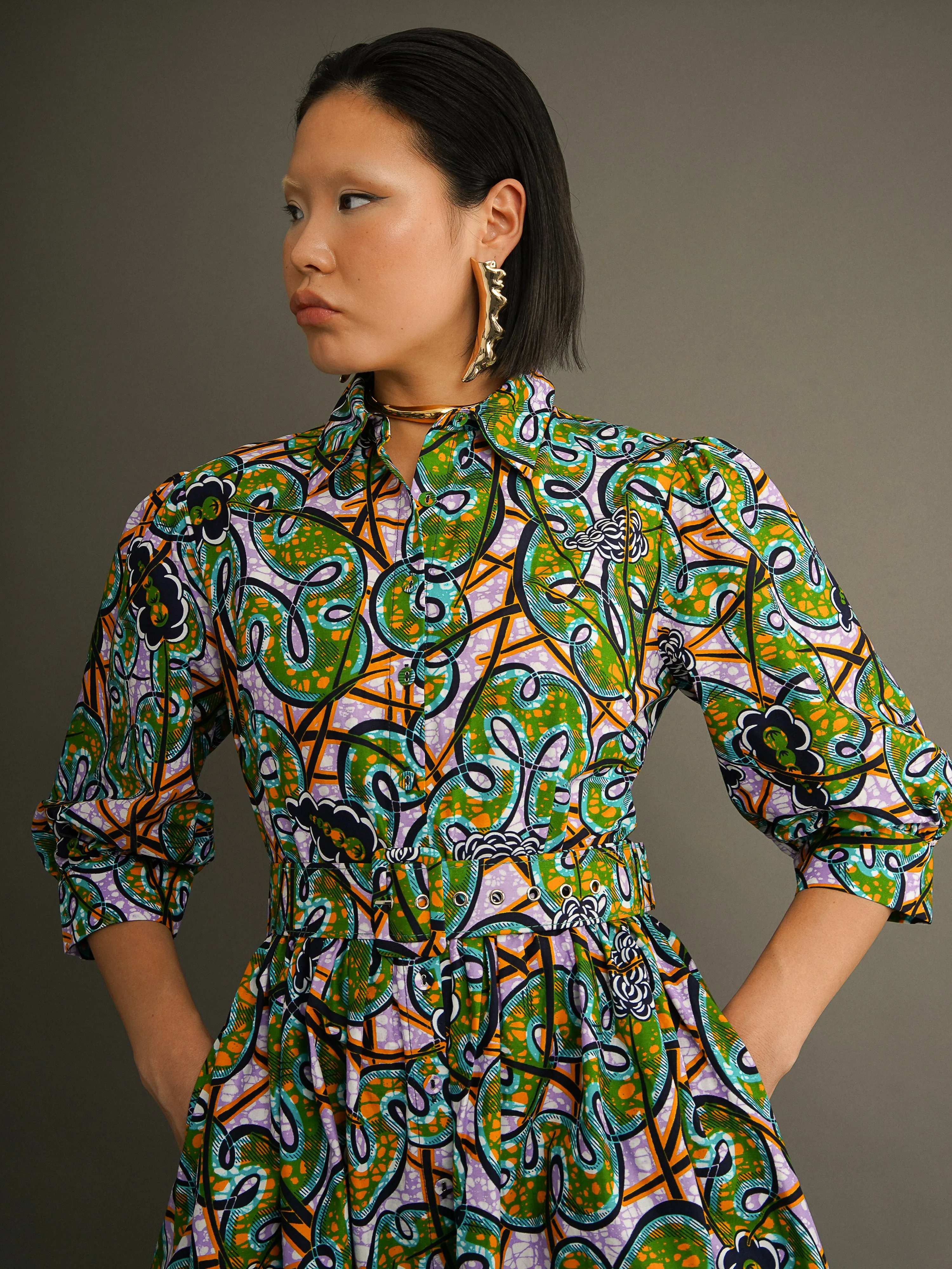 Green Vine Shirt Dress sold by Kemi Telford product image thumbnail 4