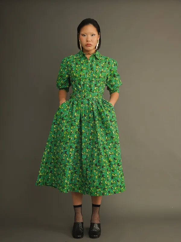 Shade Forest Shirt Dress - Green Print in Beautiful Cotton sold by Kemi Telford