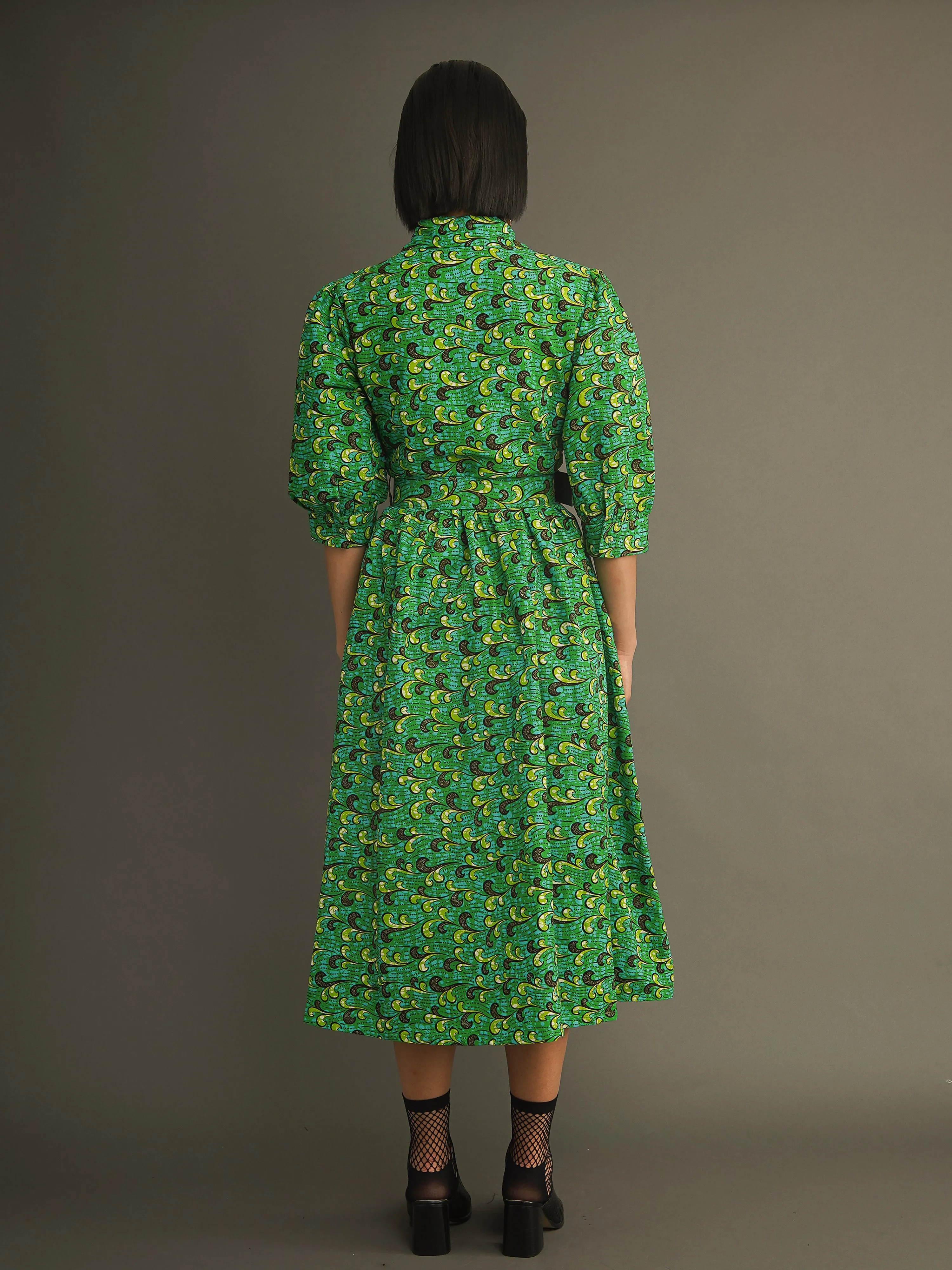 Shade Forest Shirt Dress - Green Print in Beautiful Cotton sold by Kemi Telford product image thumbnail 4