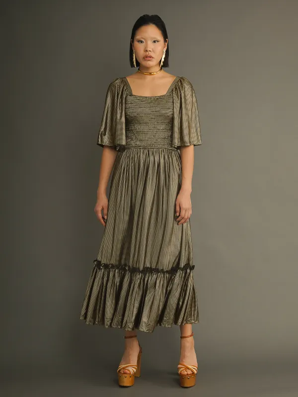 Commot Gold Smocked Dress sold by Kemi Telford